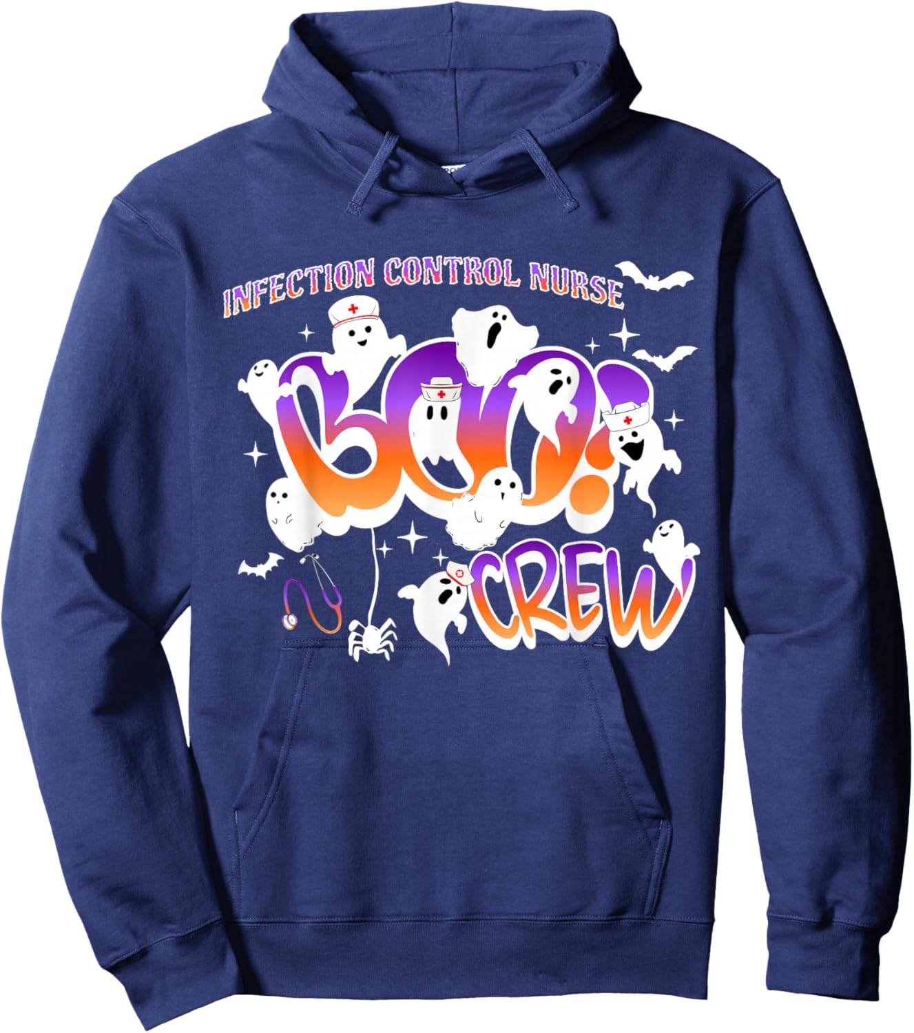 Infection Control Nurse Boo Crew Halloween Scary Ghostly Hoodie - Hoodie | Navy