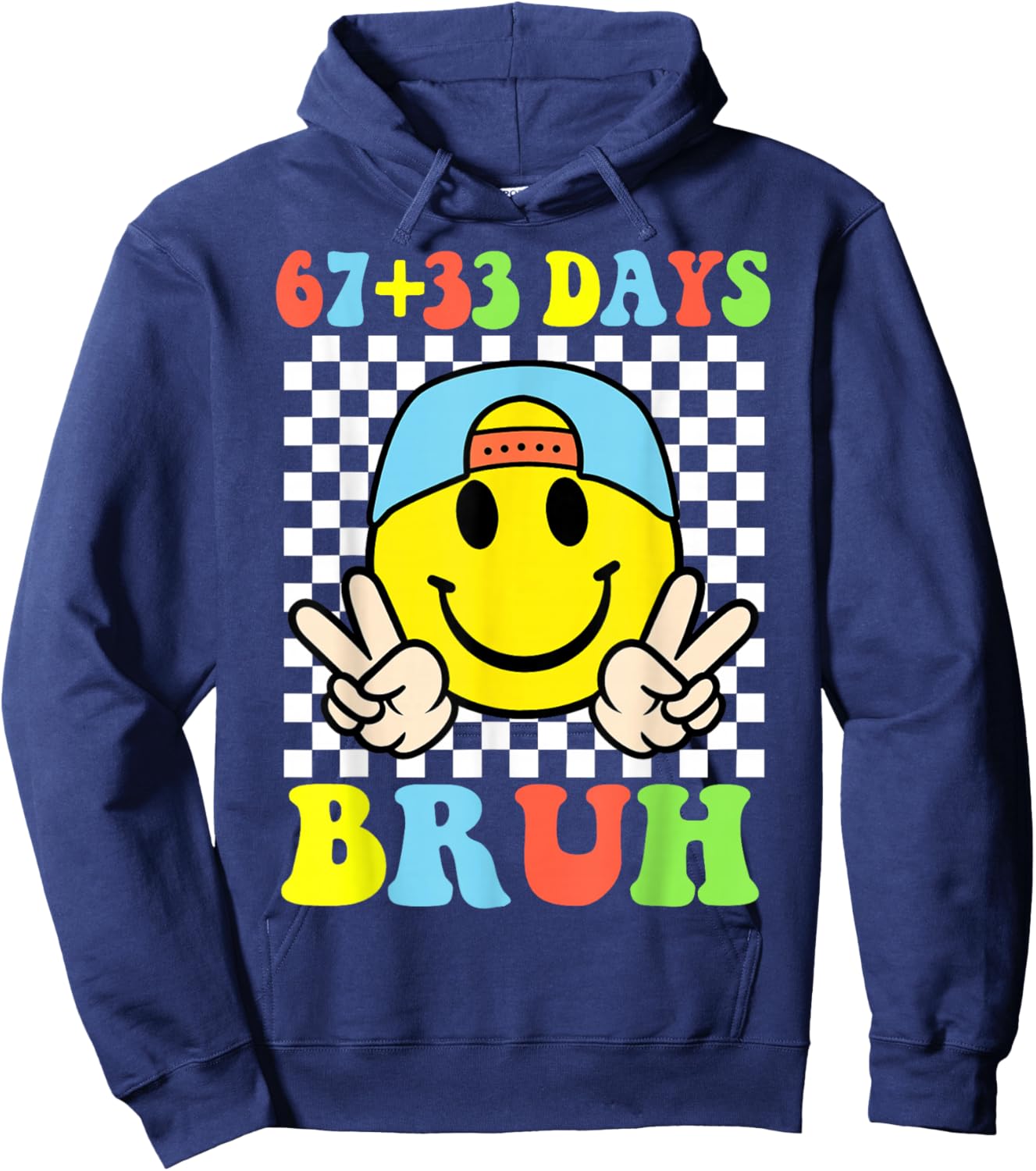 Bruh 67 33 Days of School 100 Boy Kids 100th Day of School Hoodie - Hoodie | Navy