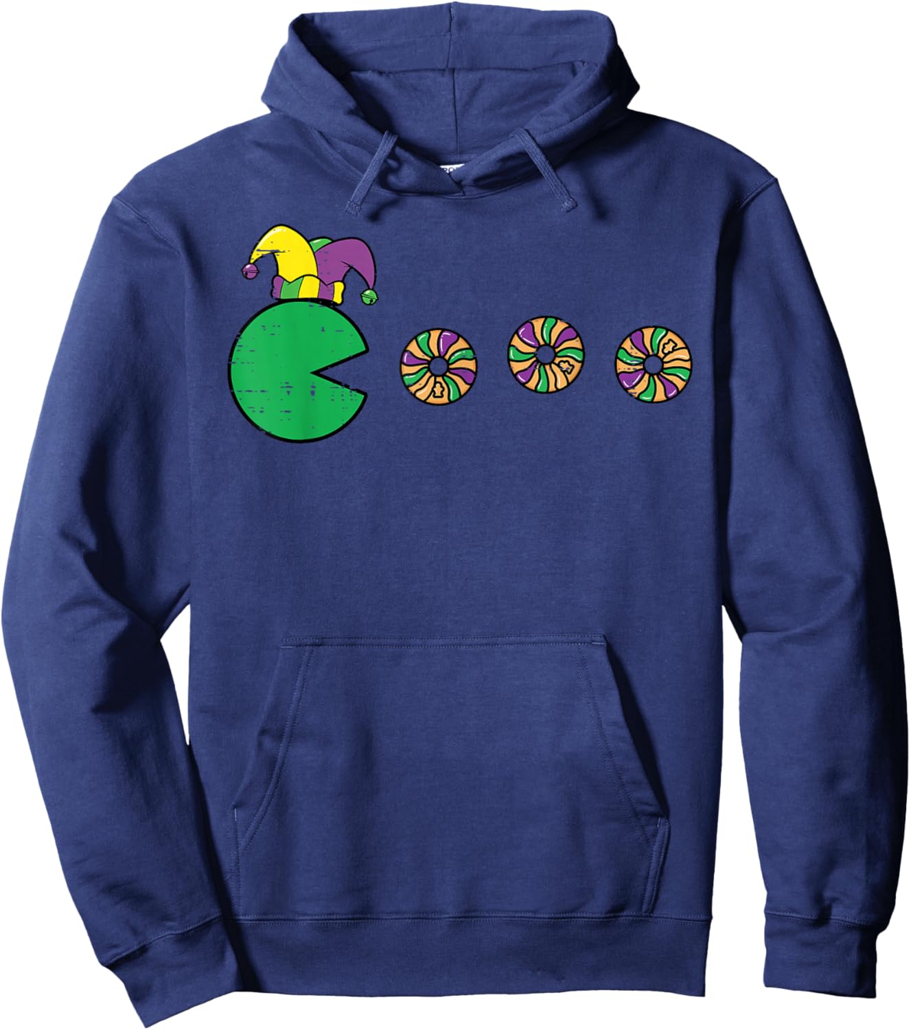 Mardi Gras Video Game Eating Cake Retro Gamer Men Women Kids Hoodie - Hoodie | Navy