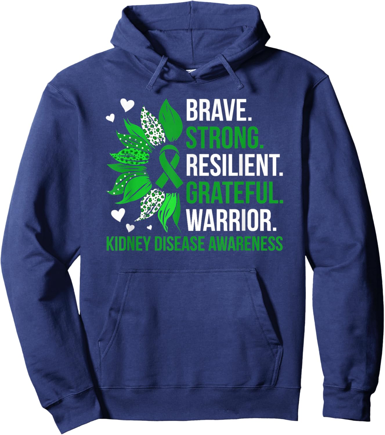 Brave Kidney Disease Warrior Kidney Disease Awareness Month Hoodie - Hoodie | Navy