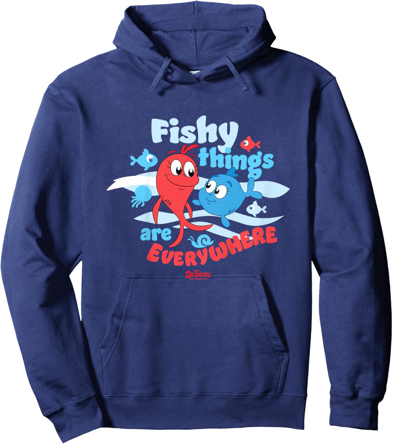 Red Fish, Blue Fish Fishy Things Officially Licensed Youth Hoodie - Hoodie | Navy