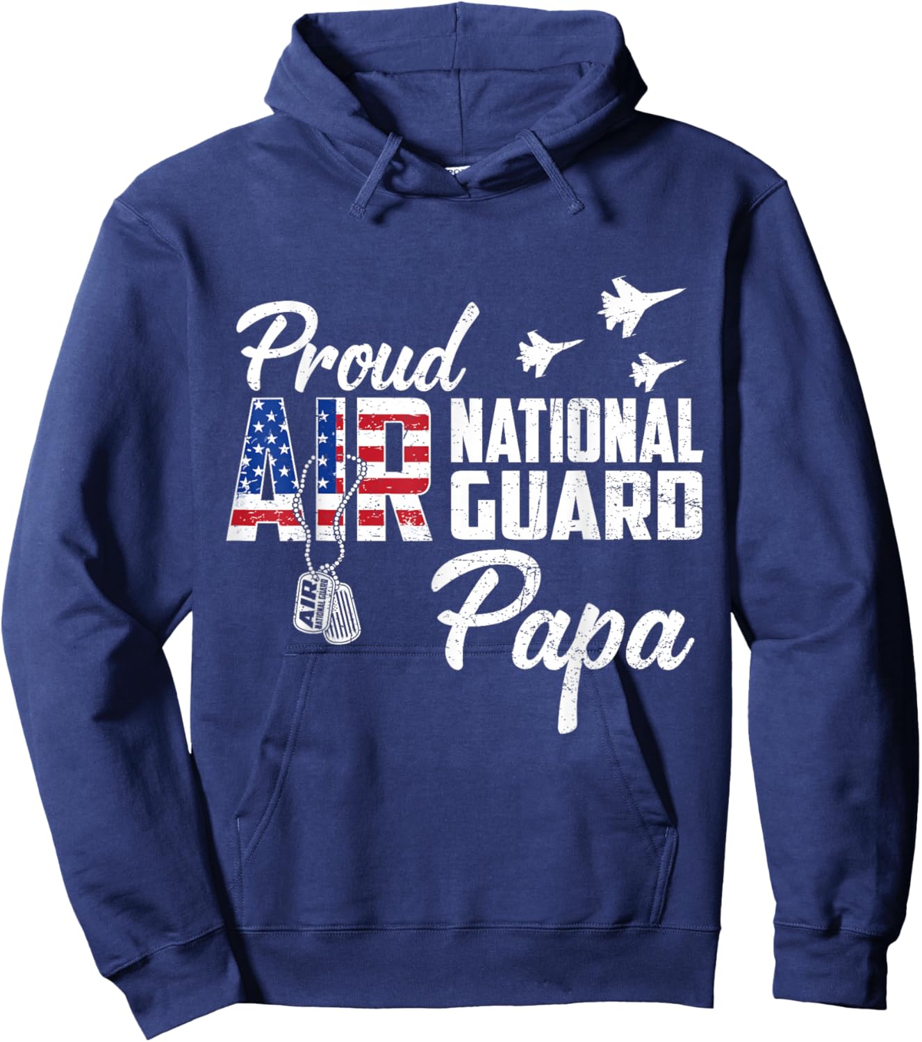 Proud Air National Guard Papa Flag US Family Matching Hoodie - Hoodie | Navy