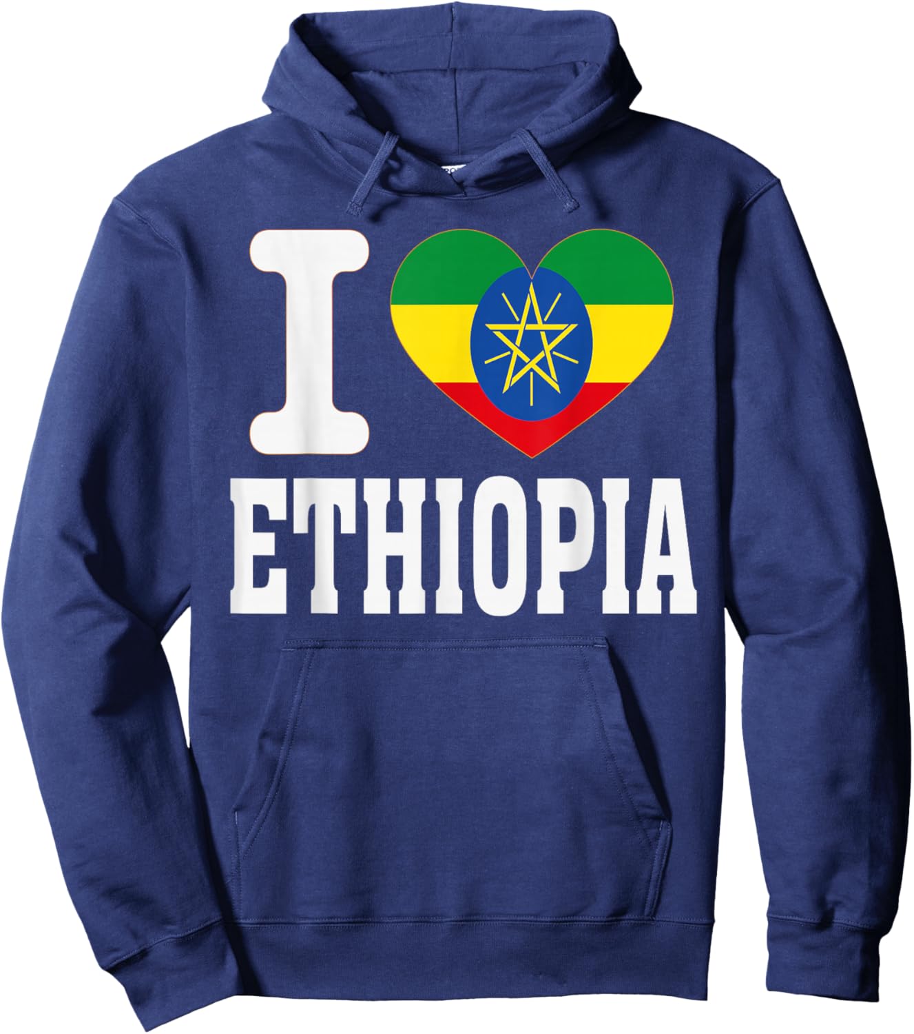 I Love Ethiopia Heart Souvenir Lovers Pride Travel Hoodie - Hoodie | Navy