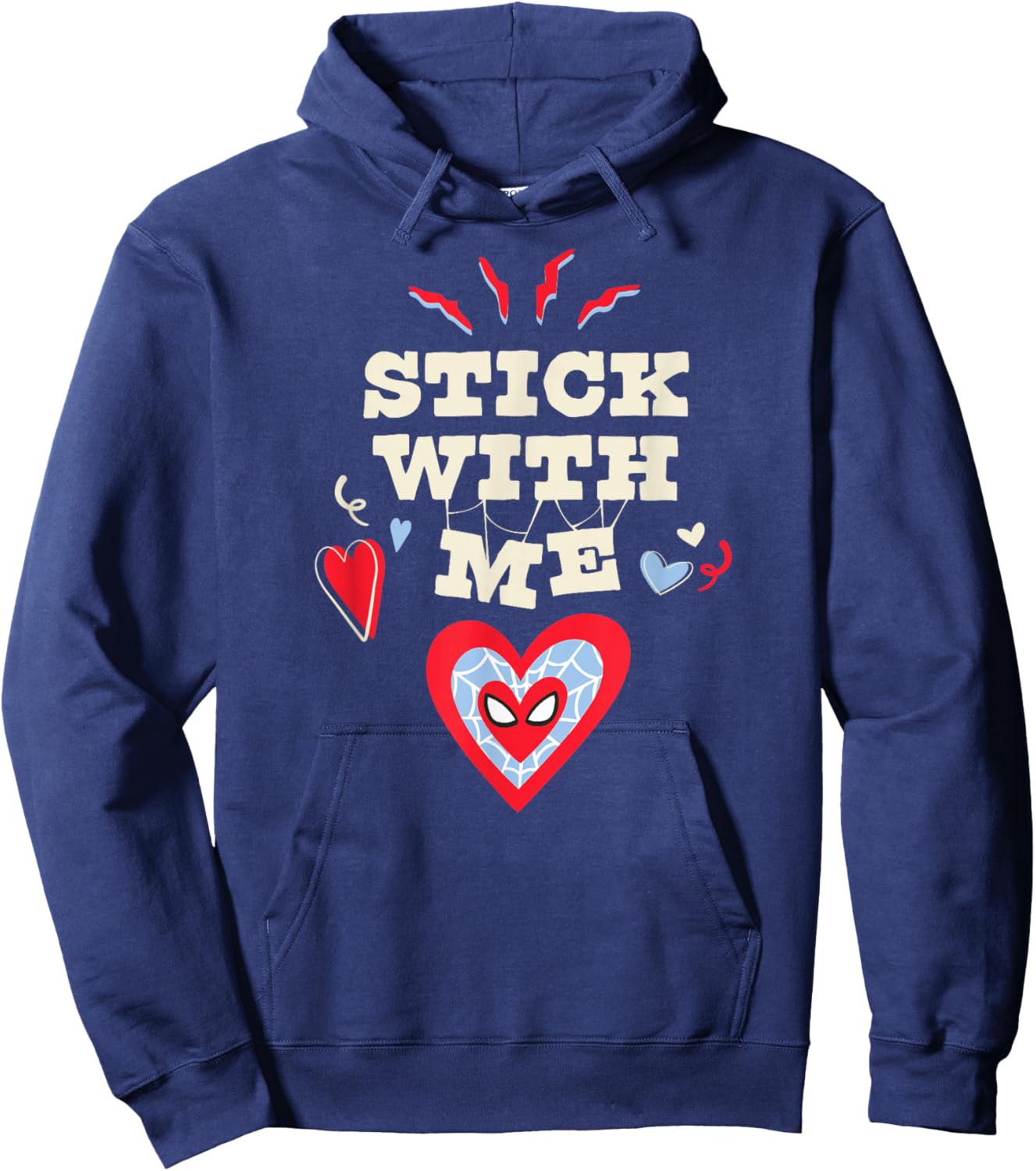 Marvel Spider-Man Stick with Me Valentine's Day Heart Hoodie - Hoodie | Navy