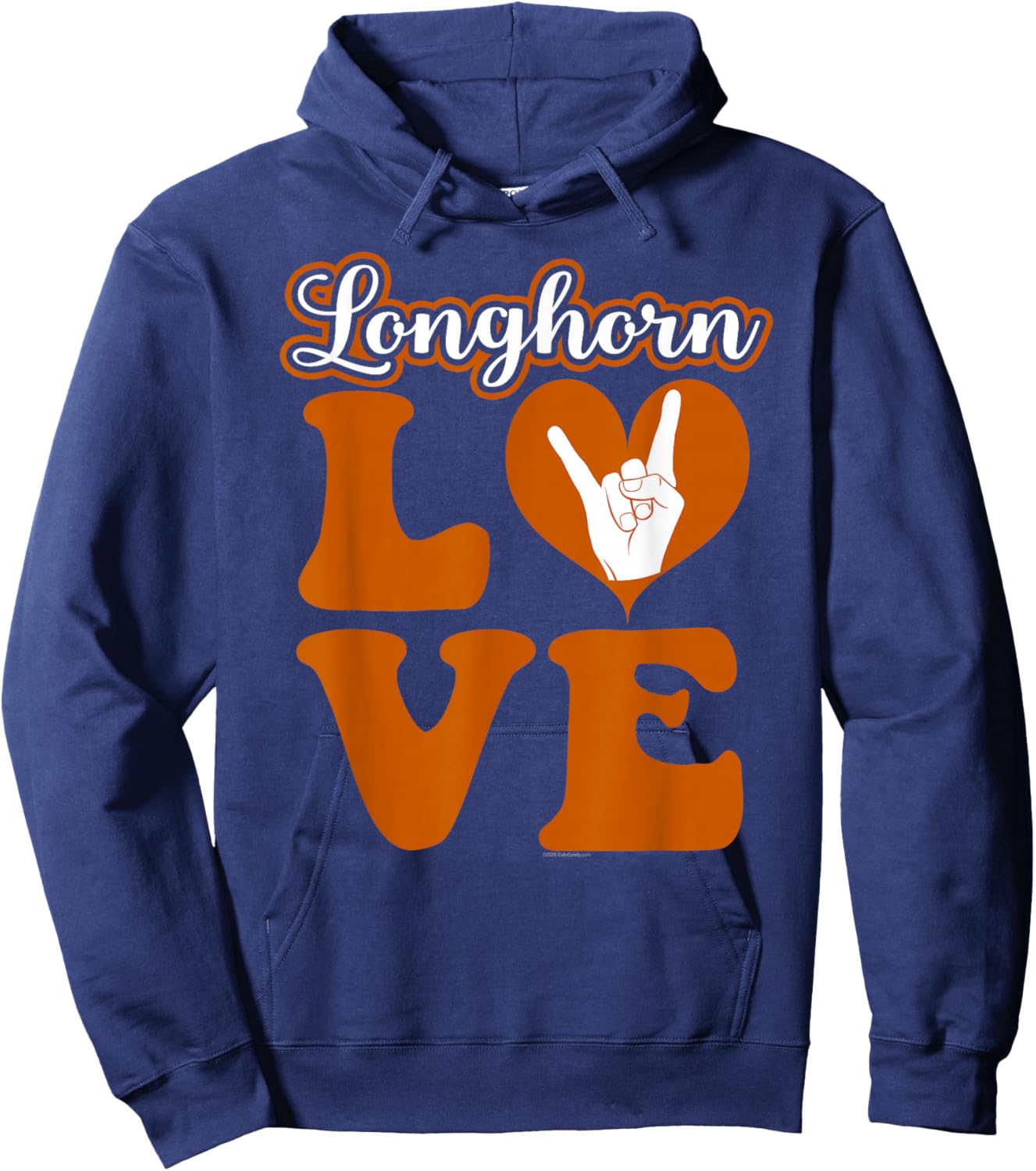 Love Longhorn Girl Heart Cute Retro Letters Hoodie - Hoodie | Navy