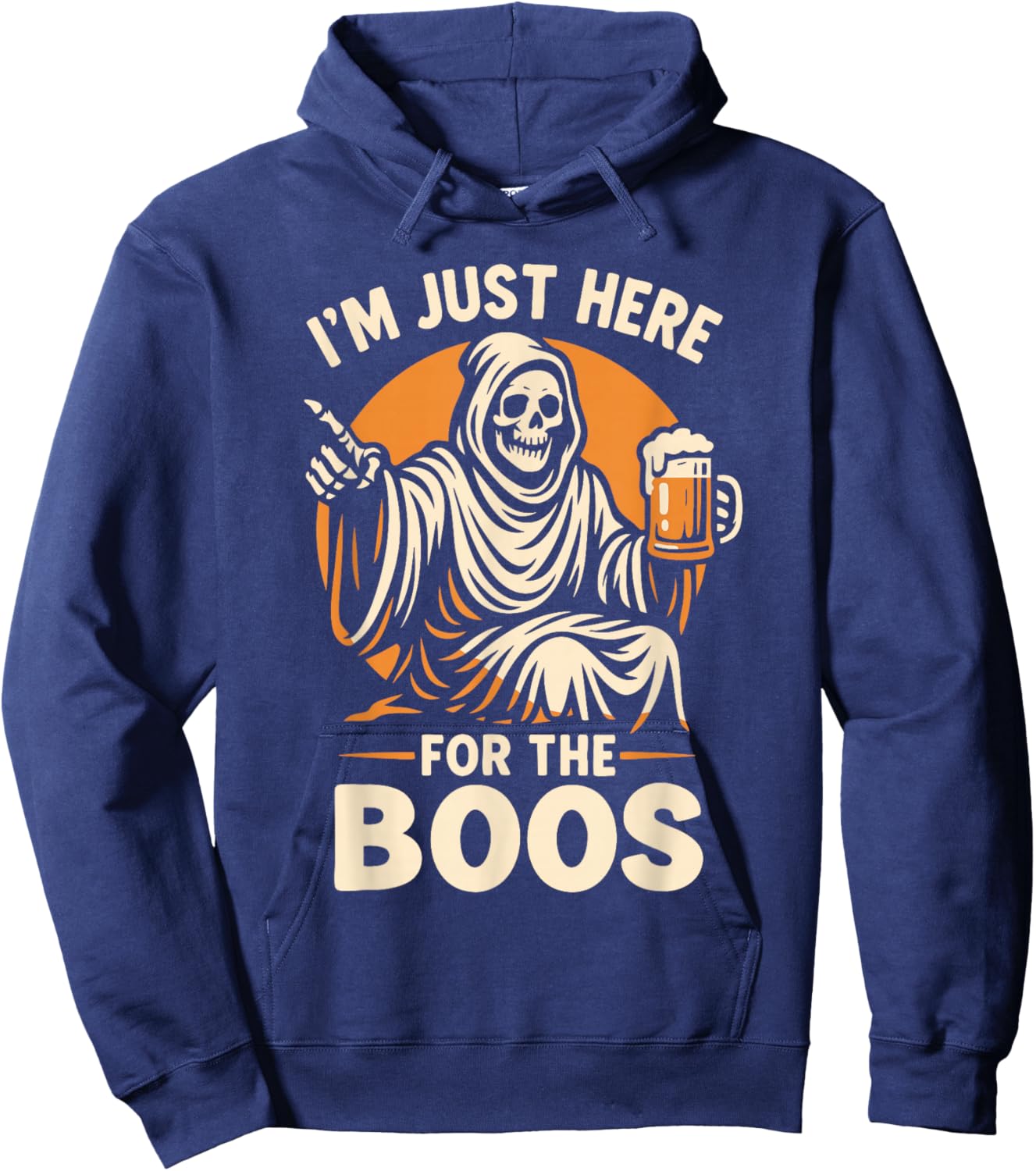 I'm Just Here for The Boos Funny Halloween Ghost Hoodie - Hoodie | Navy