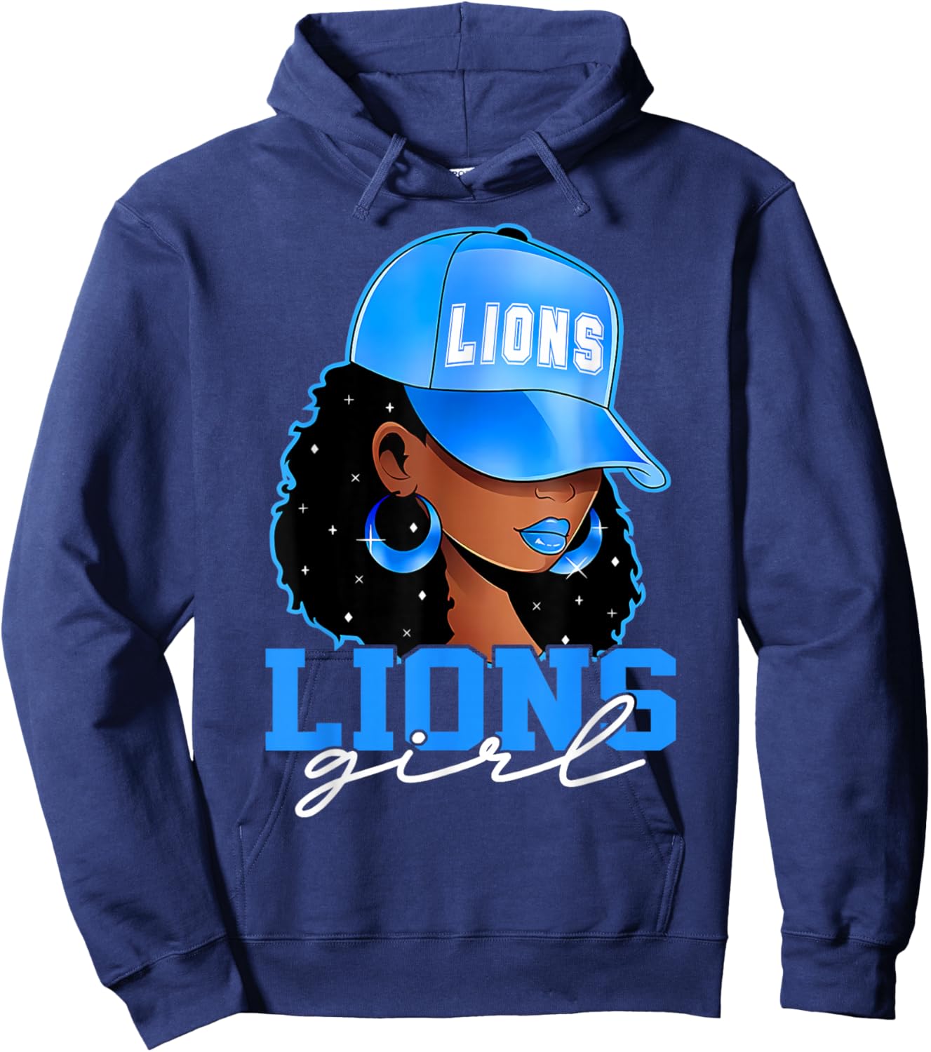 Vintage Lions Girl Black Women Sports Lover Aesthetic Hoodie - Hoodie | Navy