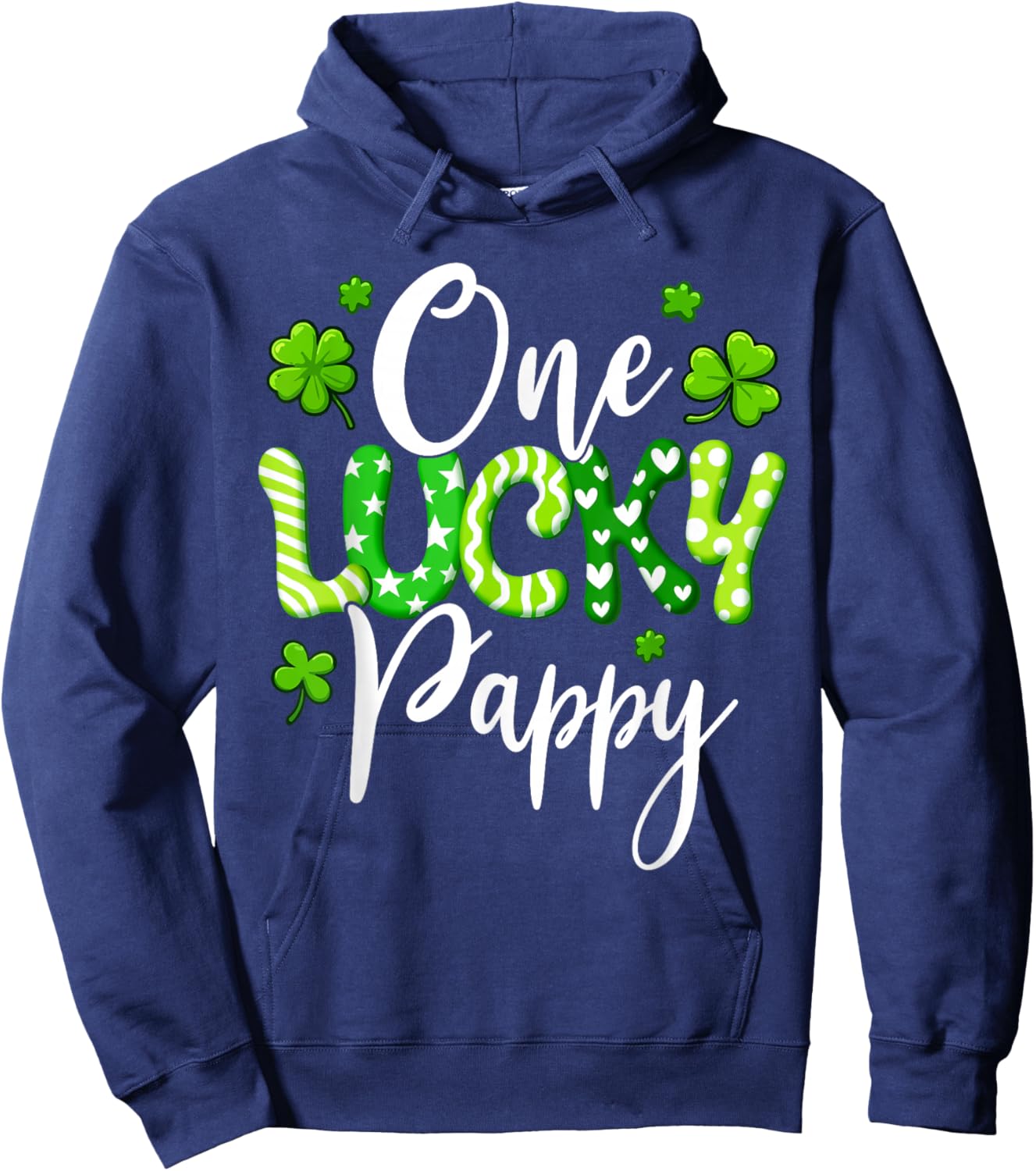 One Lucky Pappy Shamrock Pappy St Patrick's Day Hoodie - Hoodie | Navy