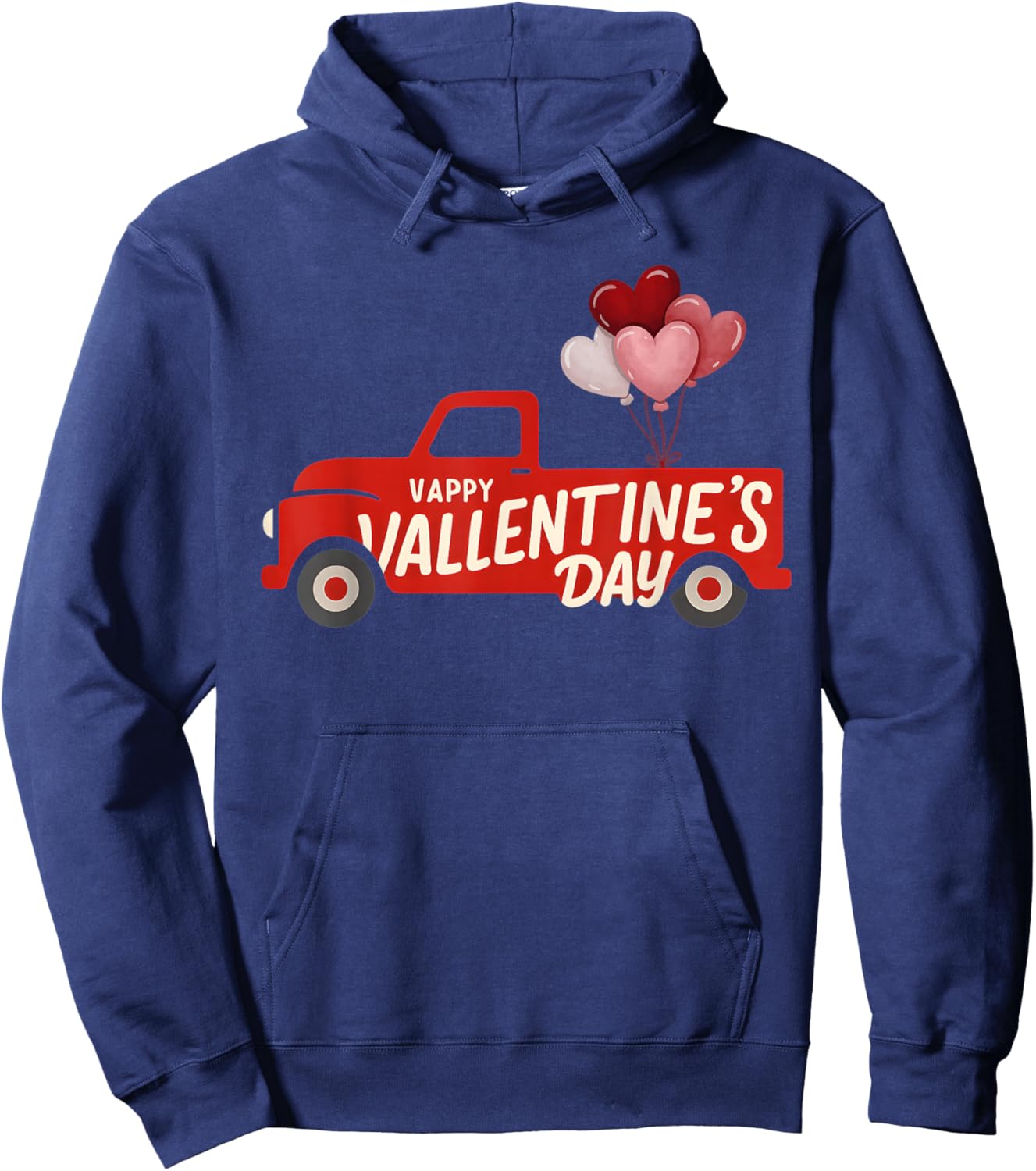 Funny Red Truck Hearts Valentines Day Country Farm Romance Hoodie - Hoodie | Navy