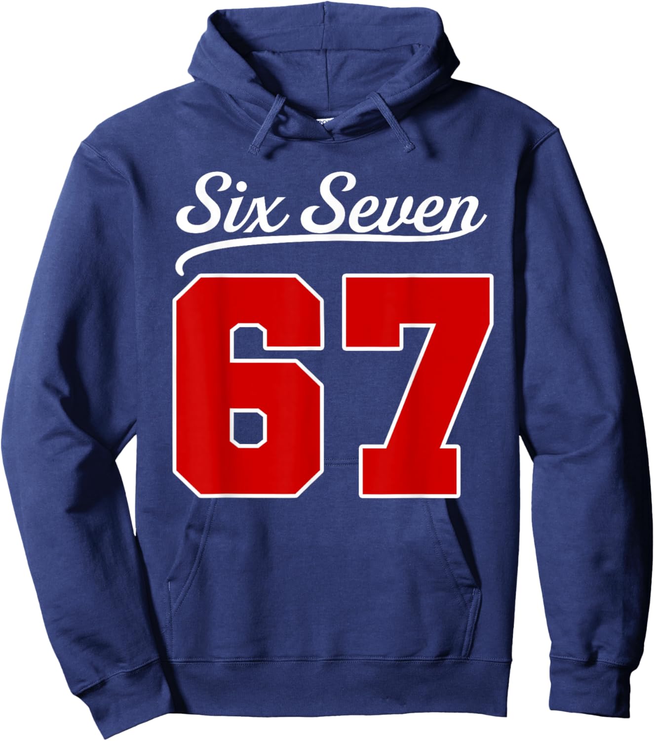 Number 67 Numbered Six Seven Baseball Jersey Style Team 67 Hoodie - Hoodie | Navy