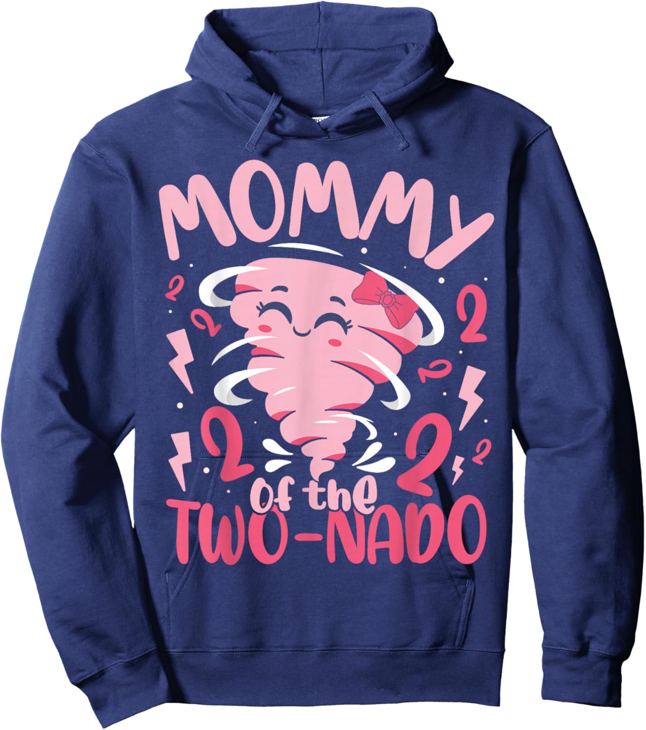 Mommy of The Two-nado Tornado Theme 2nd Birthday Party Kids Hoodie - Hoodie | Navy