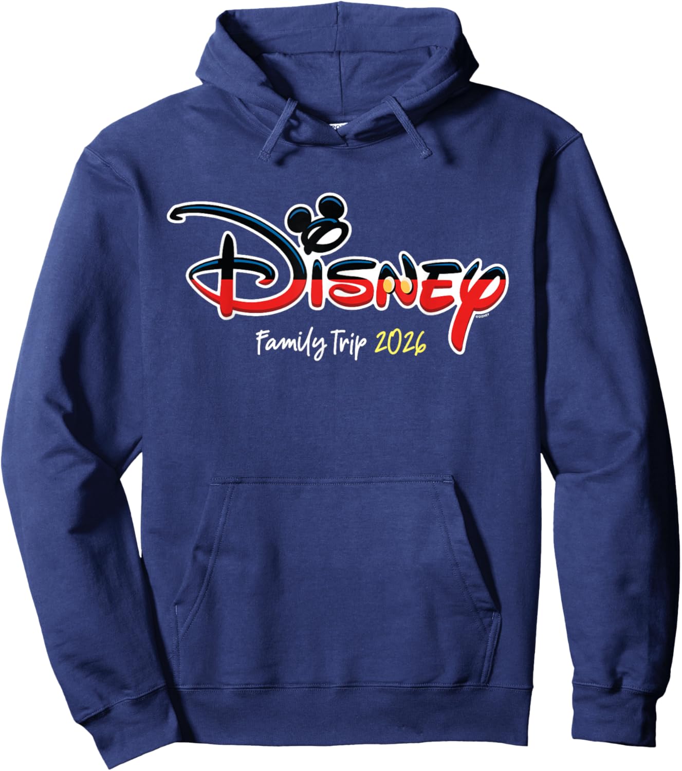 Disney Mickey Mouse Script Logo Family Trip 2026 Vacation Hoodie - Hoodie | Navy