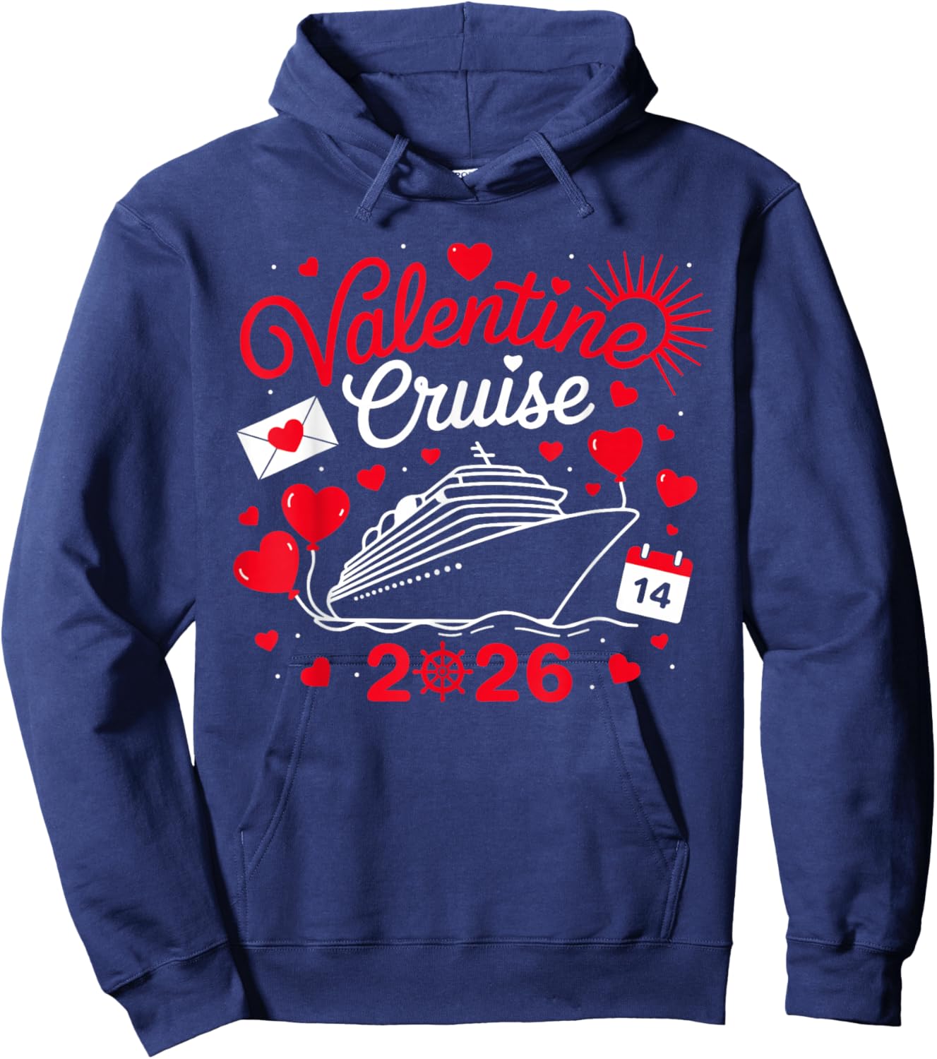 Cute Valentine Cruise 2026 Matching Couple Holiday Hoodie - Hoodie | Navy