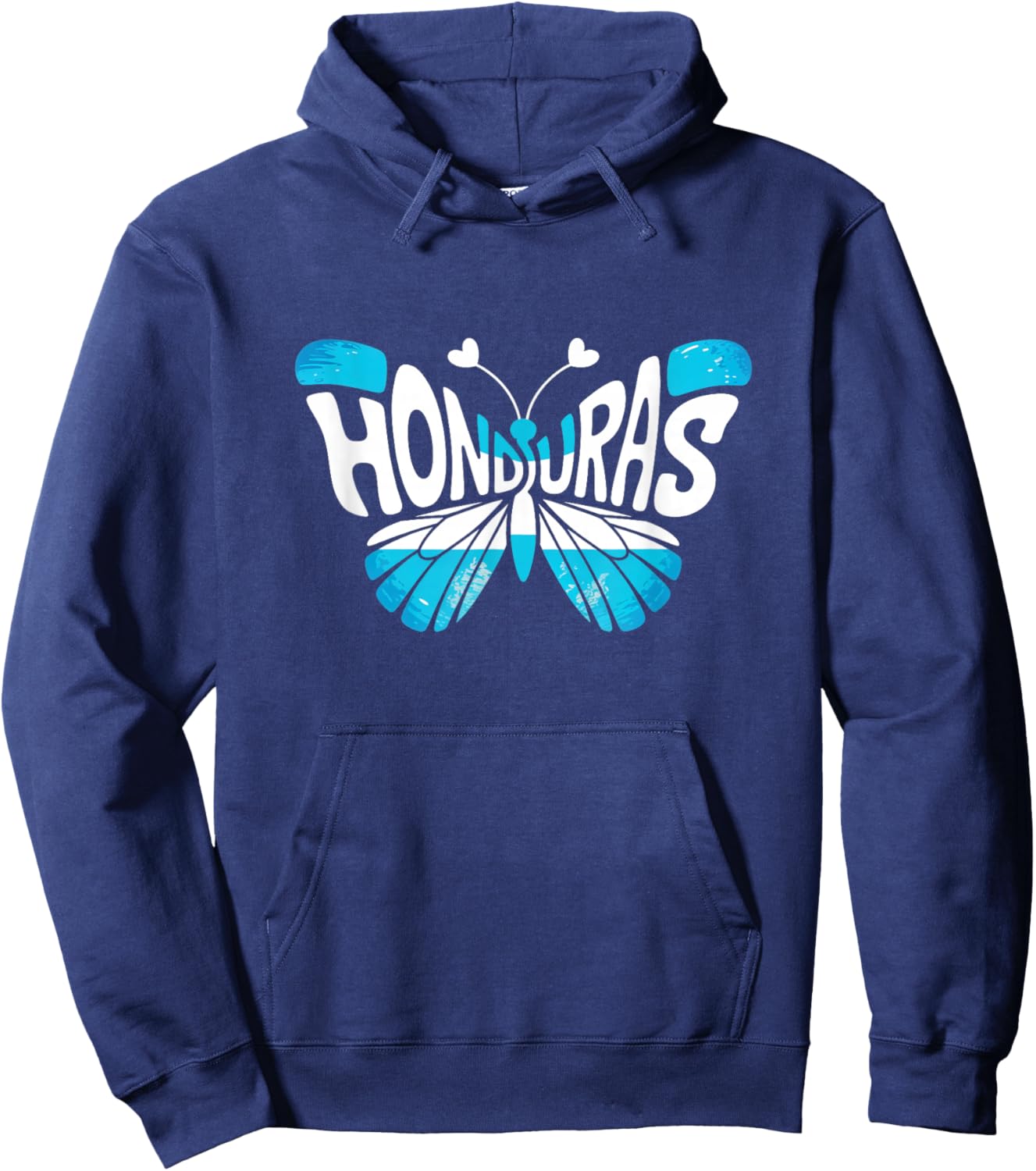 Honduras Butterfly - Honduran Flag Colors Souvenir Hoodie - Hoodie | Navy