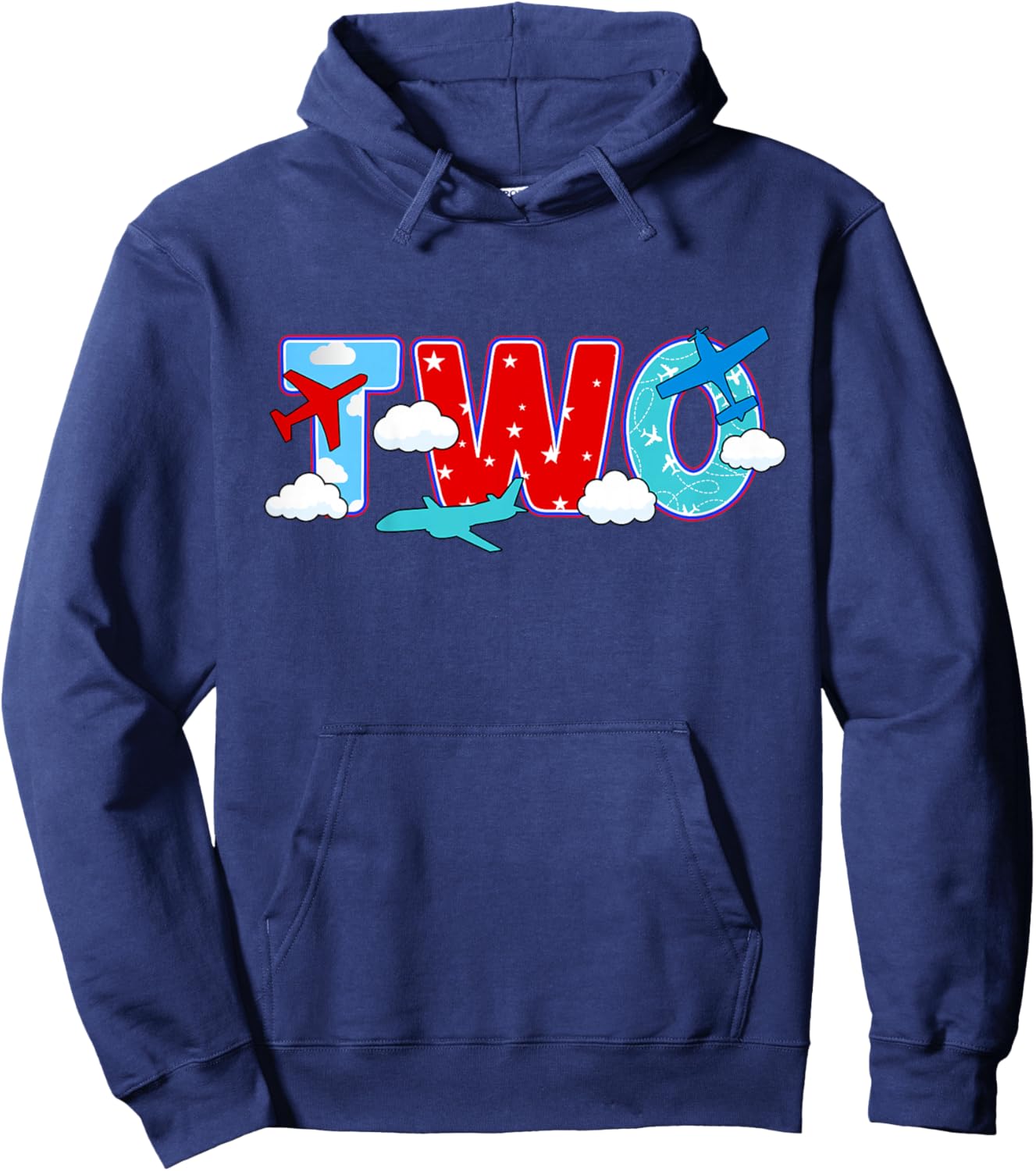 2nd Airplane Birthday Party Two Year Old Pilot Birthday Hoodie - Hoodie | Navy