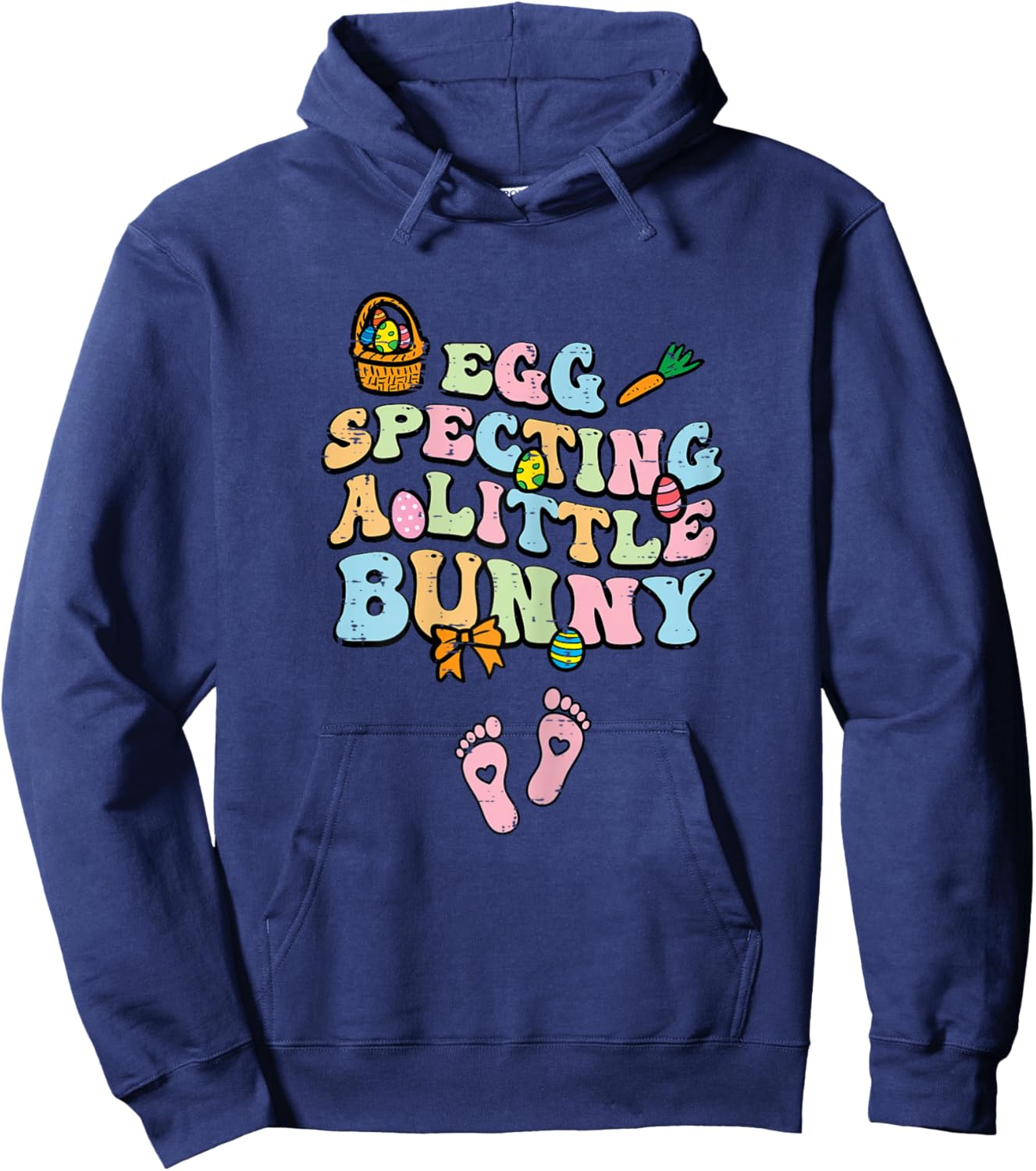 Egg Specting A Little Bunny Easter Pregnancy Announce Women Hoodie - Hoodie | Navy