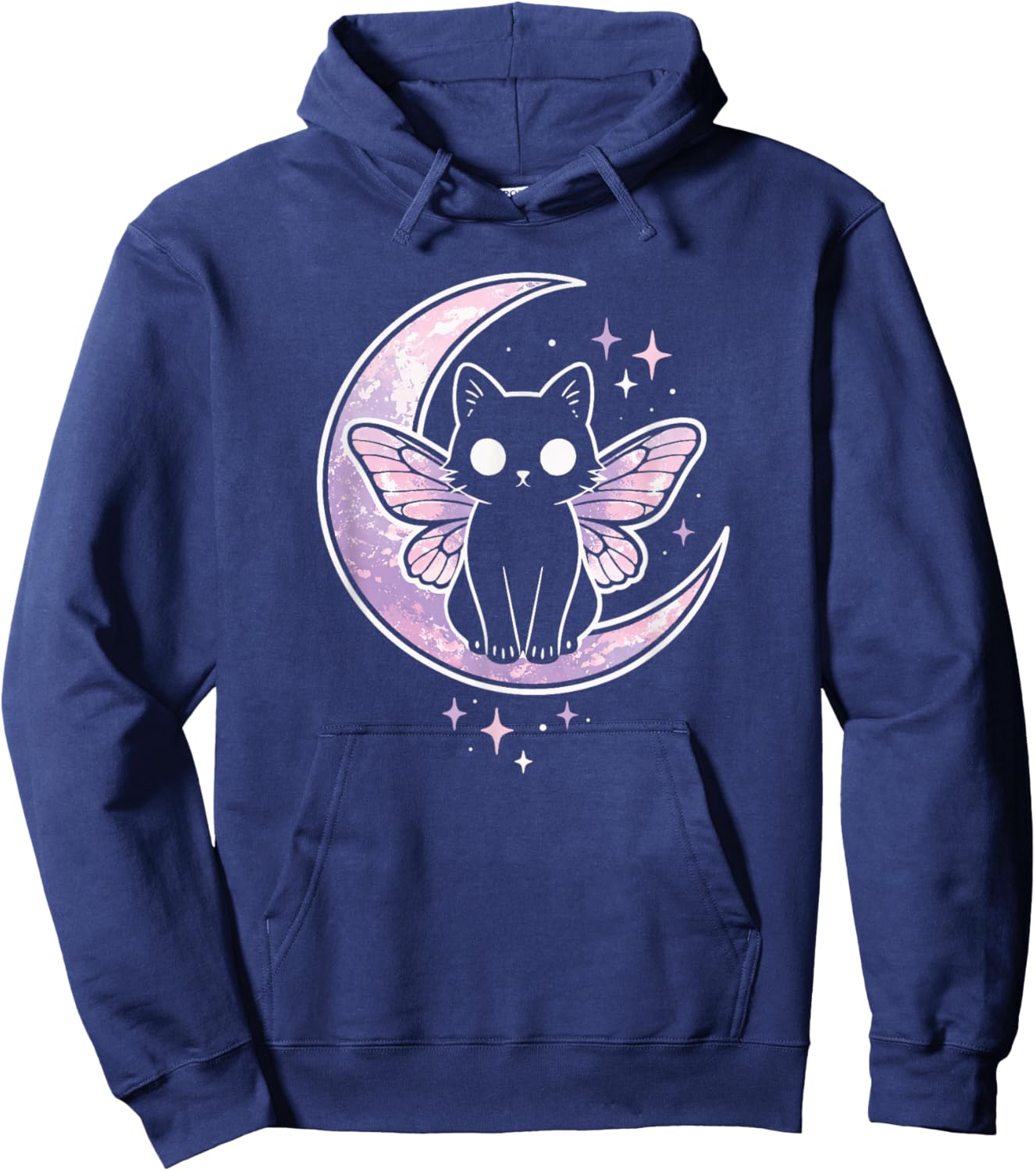 Cat Kitty Butterfly Moth Purple Pink Alt Kawaii Pastel Goth Hoodie - Hoodie | Navy