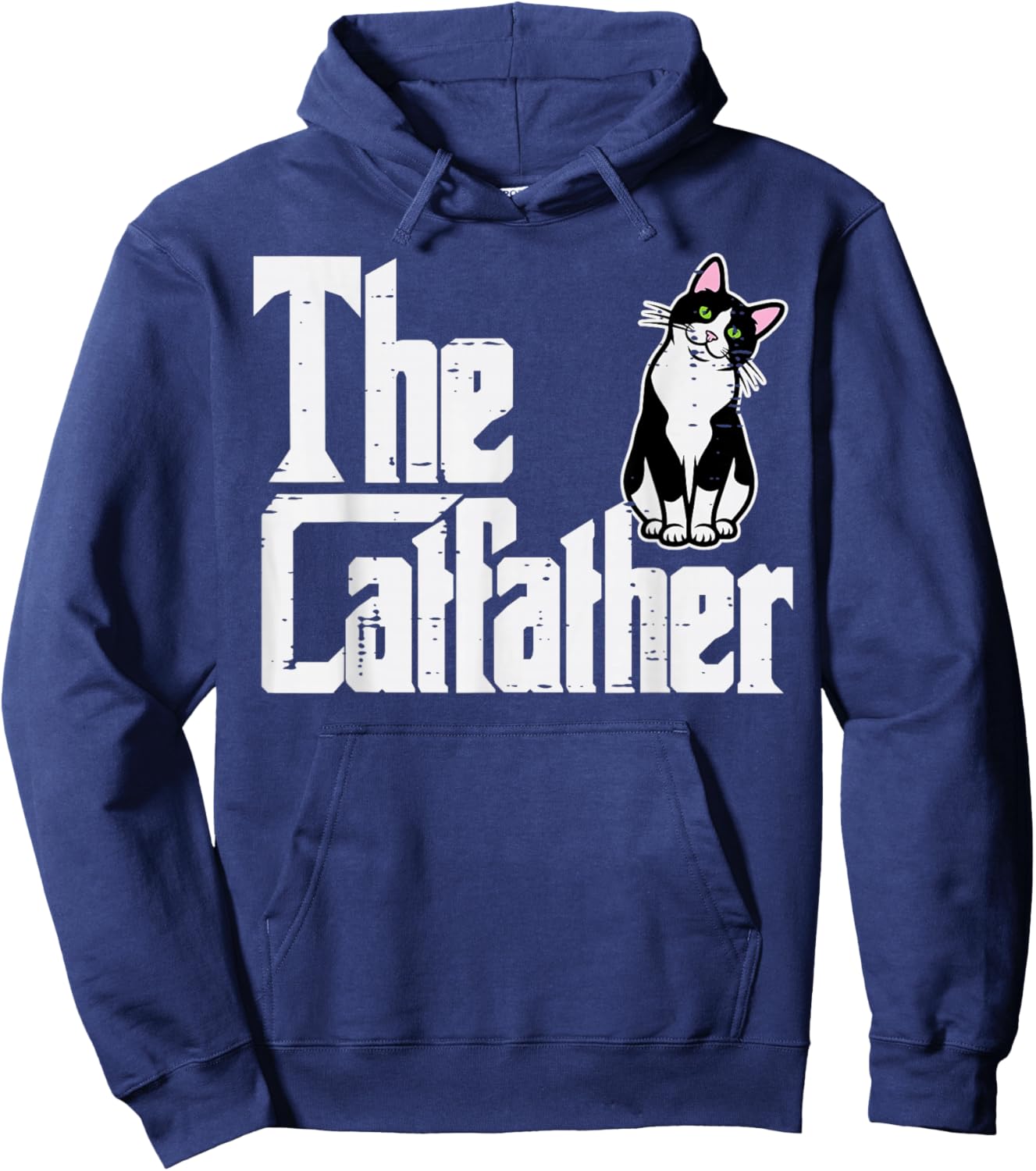 The Catfather Funny Kitten Cat Dad Fur Papa Daddy Parody Men Hoodie - Hoodie | Navy