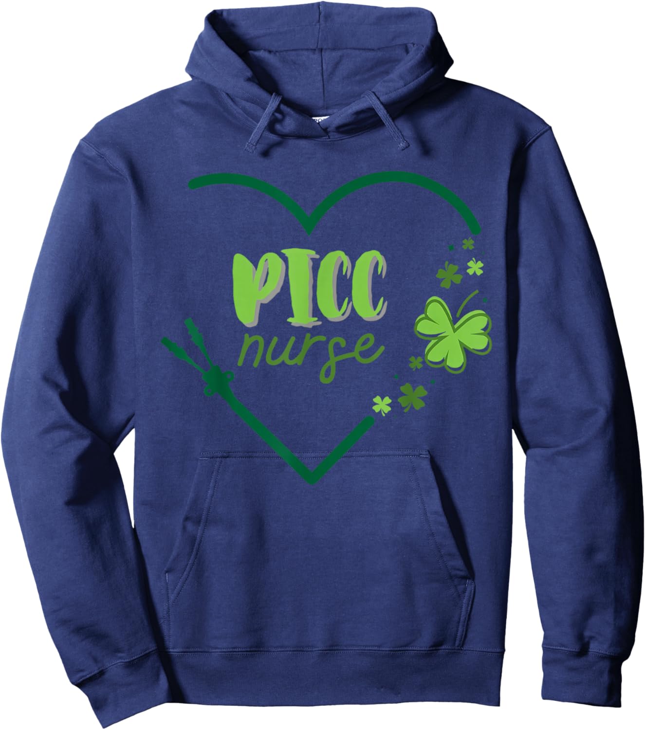 PICC Nurse Cute Heart Shamrock St Patrick's Day Infusion Hoodie - Hoodie | Navy
