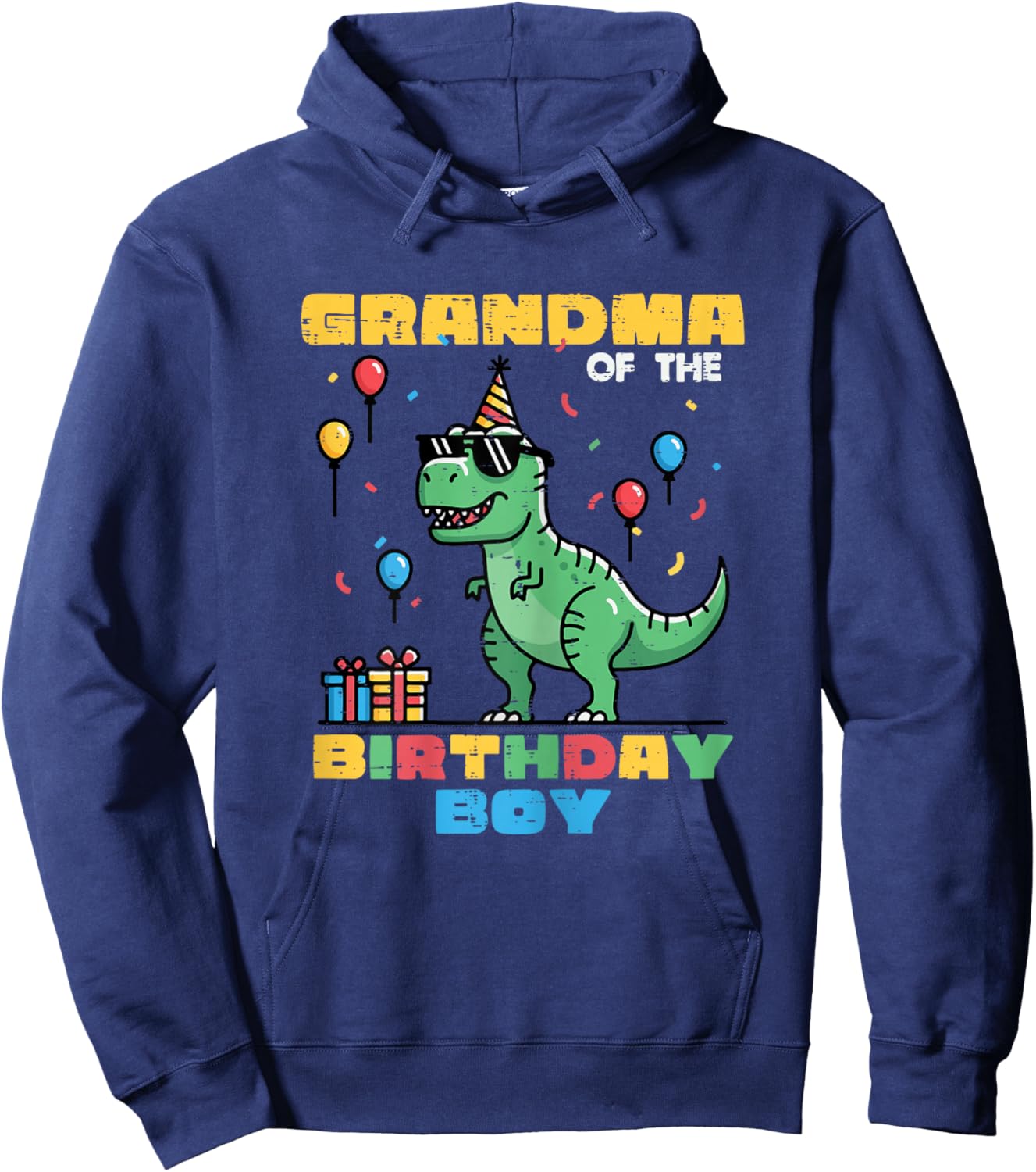 Grandma of Birthday Boy Trex Dino Party Family Match Women Hoodie - Hoodie | Navy