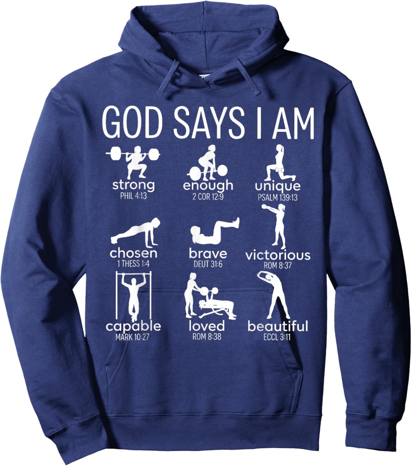 God Says I Am Christian Workout Gym Women Men Hoodie - Hoodie | Navy