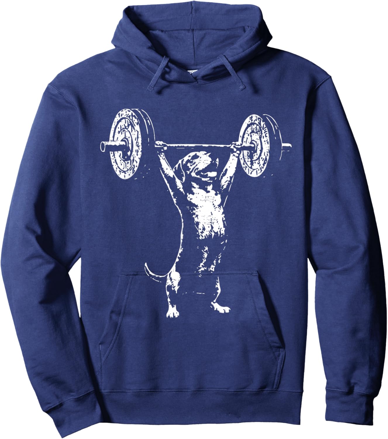 Retro Weight Lifting Gym Dachshund Dog Deadlift Funny Hoodie - Hoodie | Navy