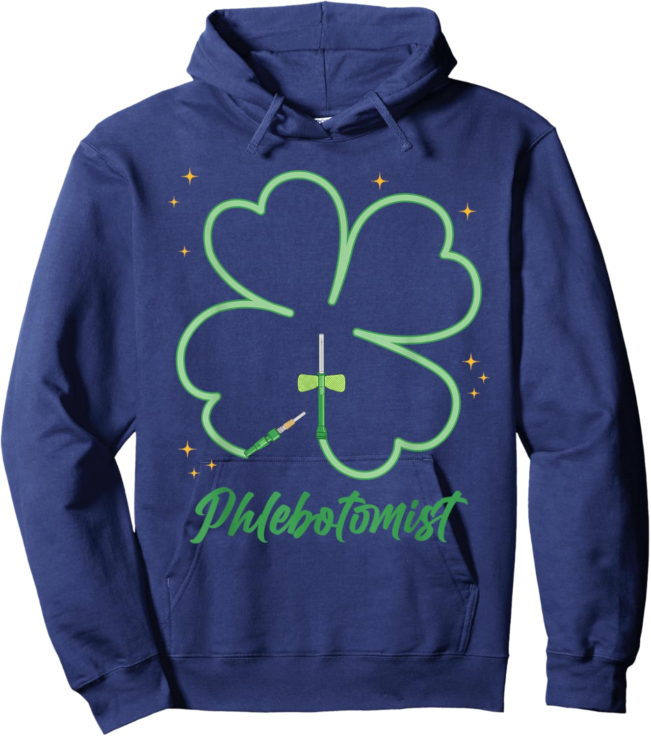 St Patrick’s Day Phlebotomist Shamrock Nurse Men Women Hoodie - Hoodie | Navy