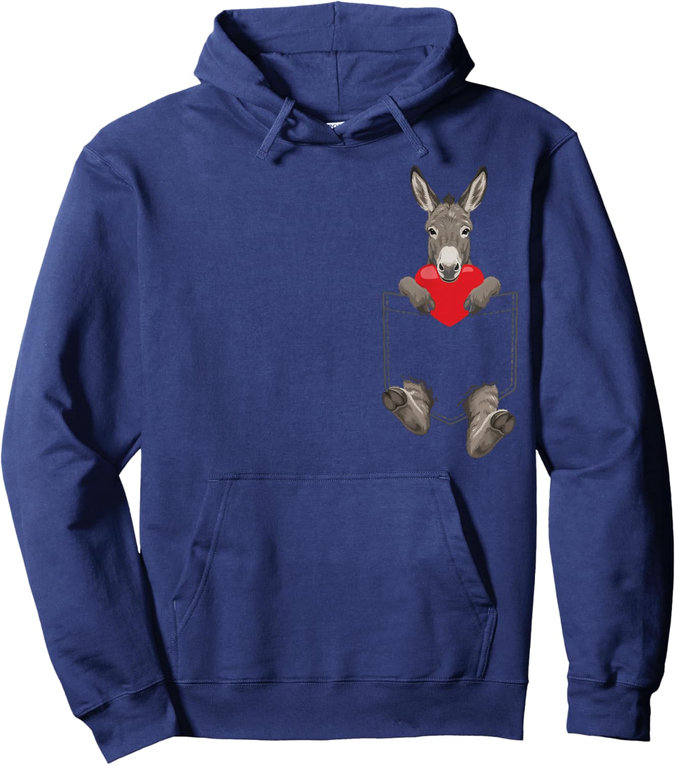 Donkey in Pocket Farm Animal Design Valentines Hoodie - Hoodie | Navy
