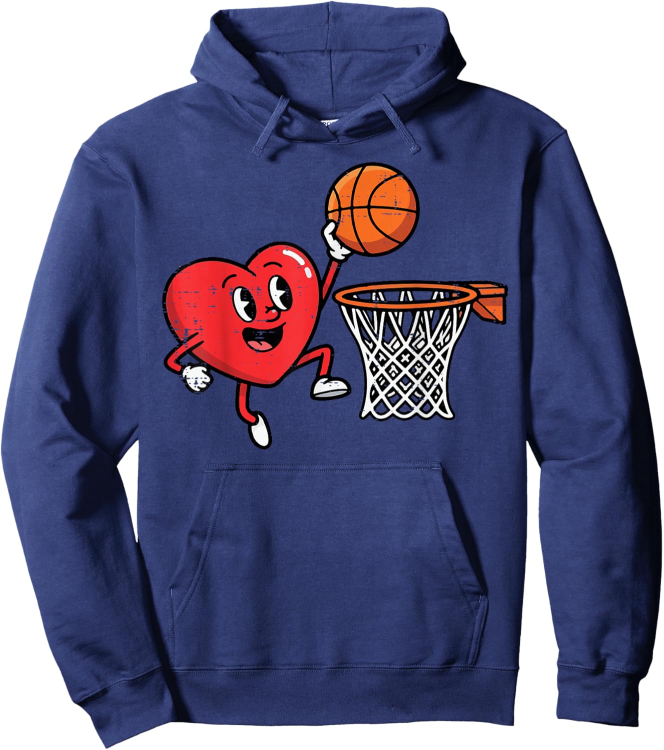 Valentines Day Basketball Heart Dunk Men Boys Kids Youth Hoodie - Hoodie | Navy