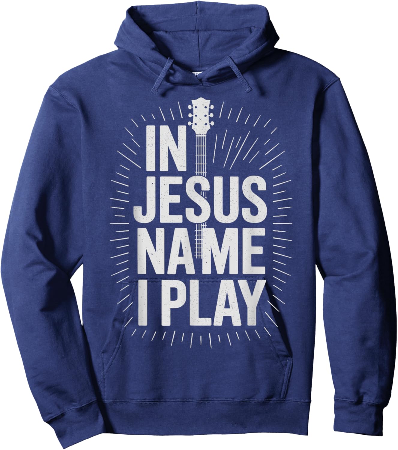in Jesus Name I Play Guitar Christian Guitar Player Hoodie - Hoodie | Navy