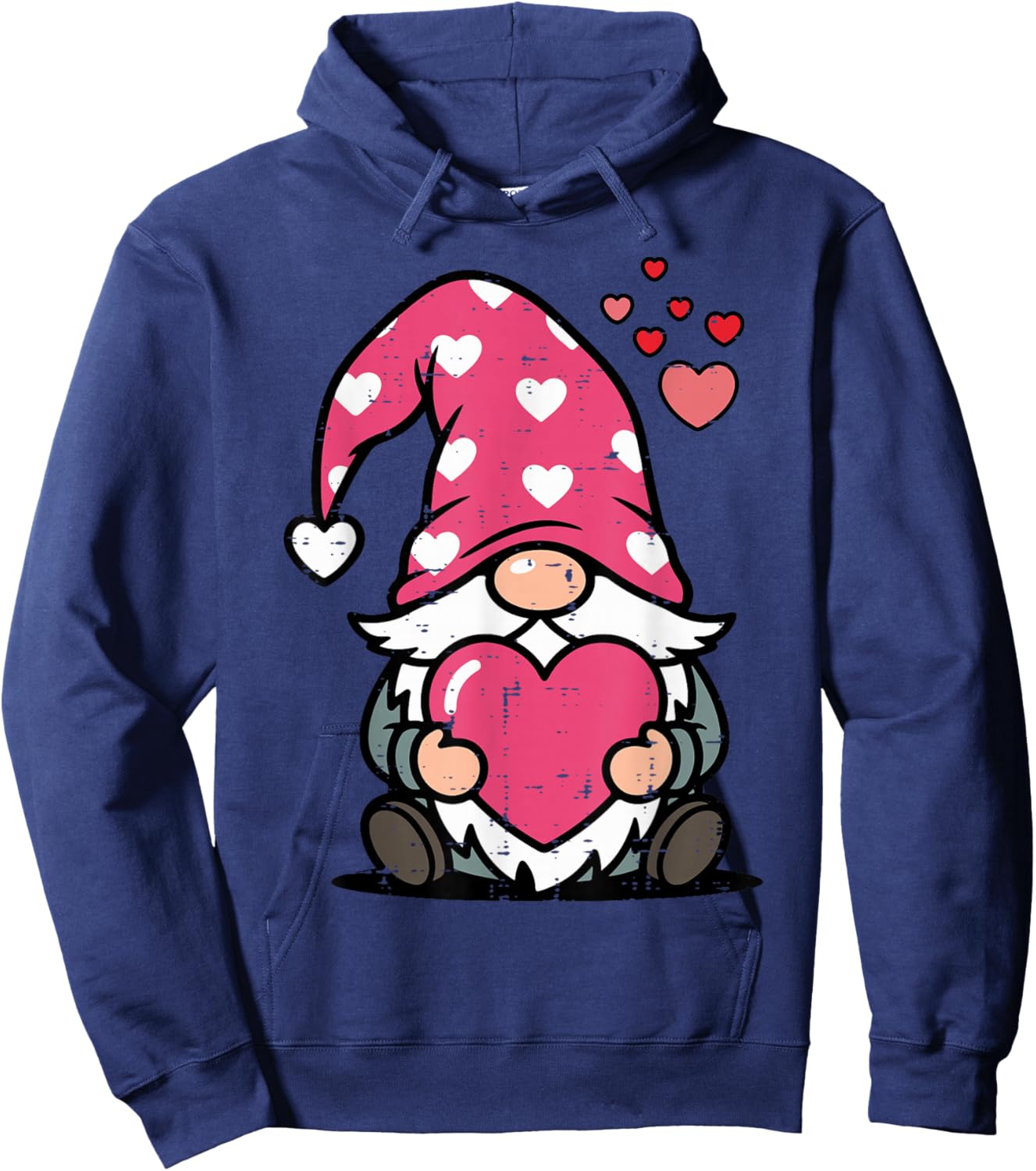 Valentines Day Gnome Heart Cute Love Women Girls Kids Men Hoodie - Hoodie | Navy