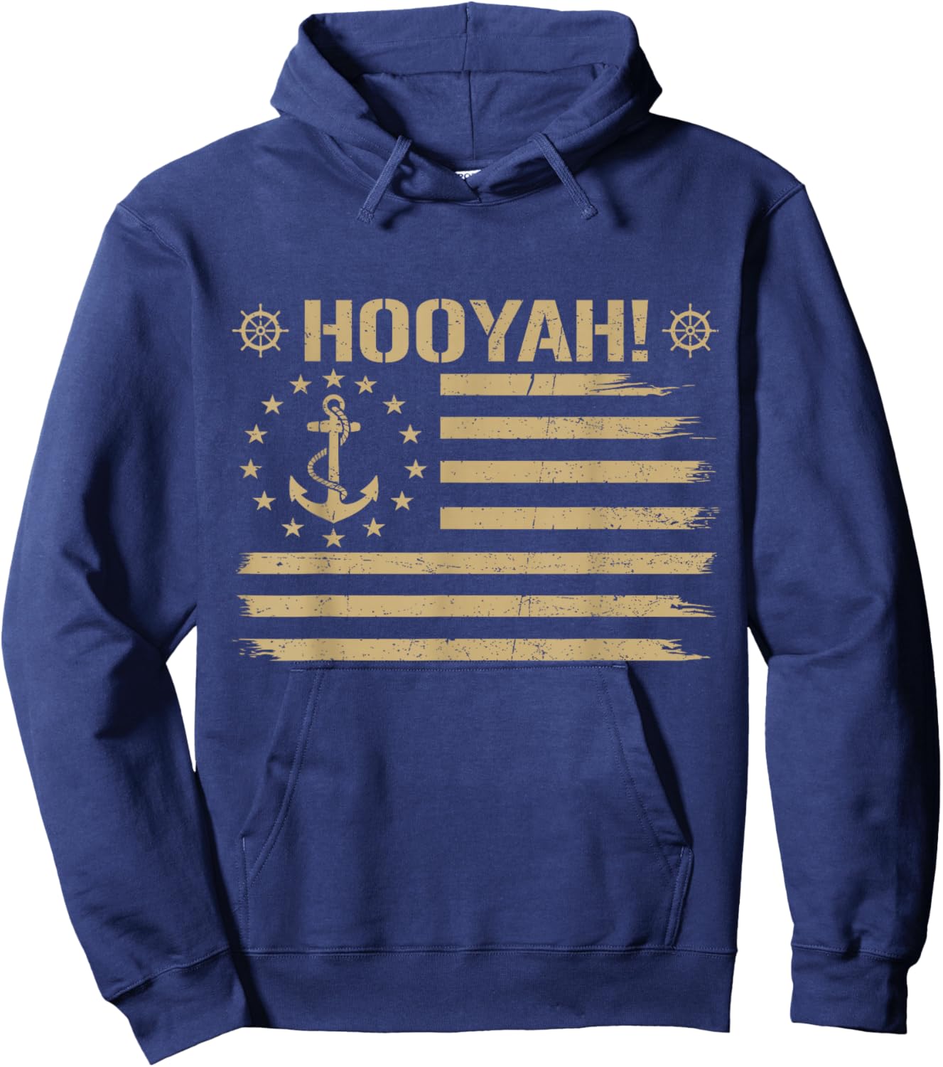 Hooyah Funny Sailor Saying Proud US Naval Veteran Flag USA Hoodie - Hoodie | Navy