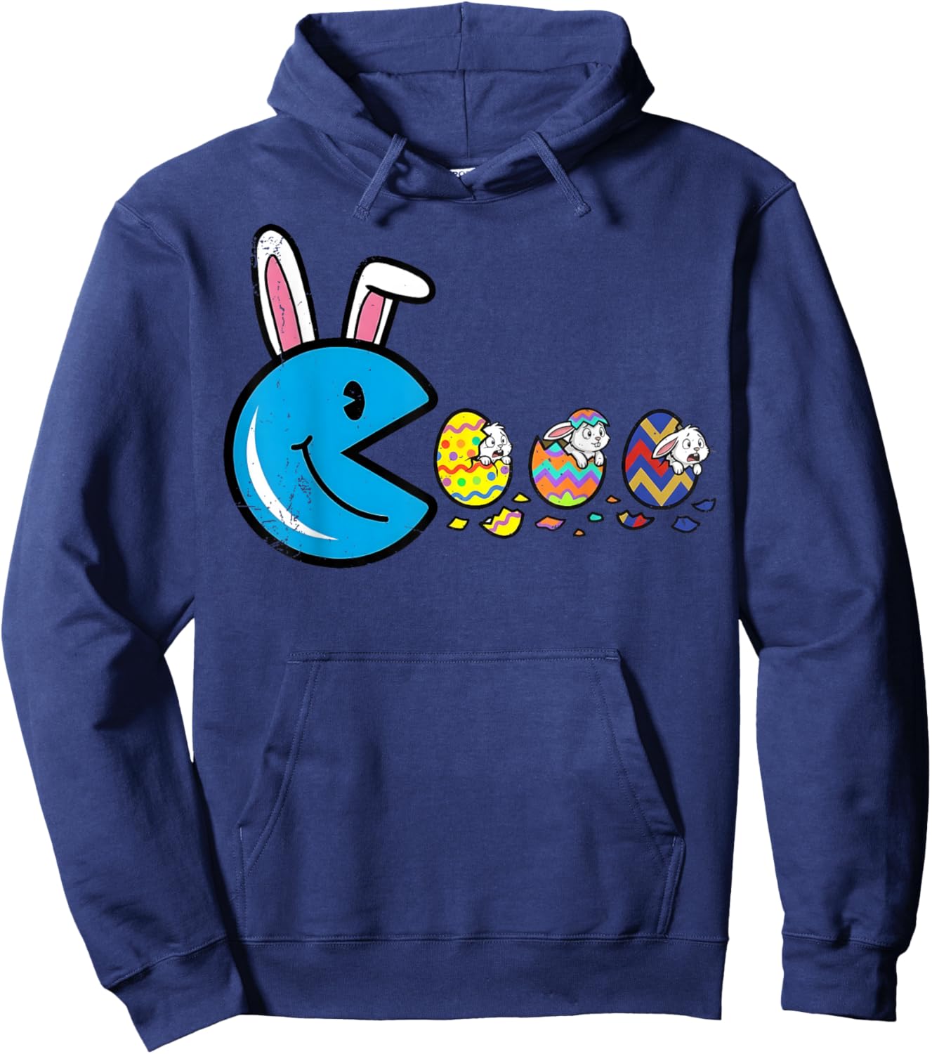Easter Egg Video Game Eating Bunny Eggs Gamer Men Boys Kids Hoodie - Hoodie | Navy