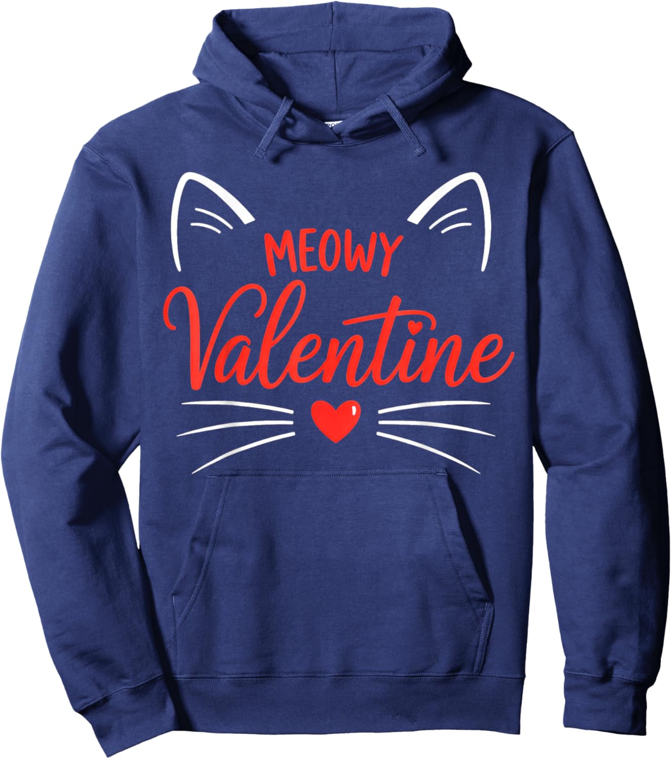 Cute Meowy Valentine, Cat Lovers Hoodie - Hoodie | Navy
