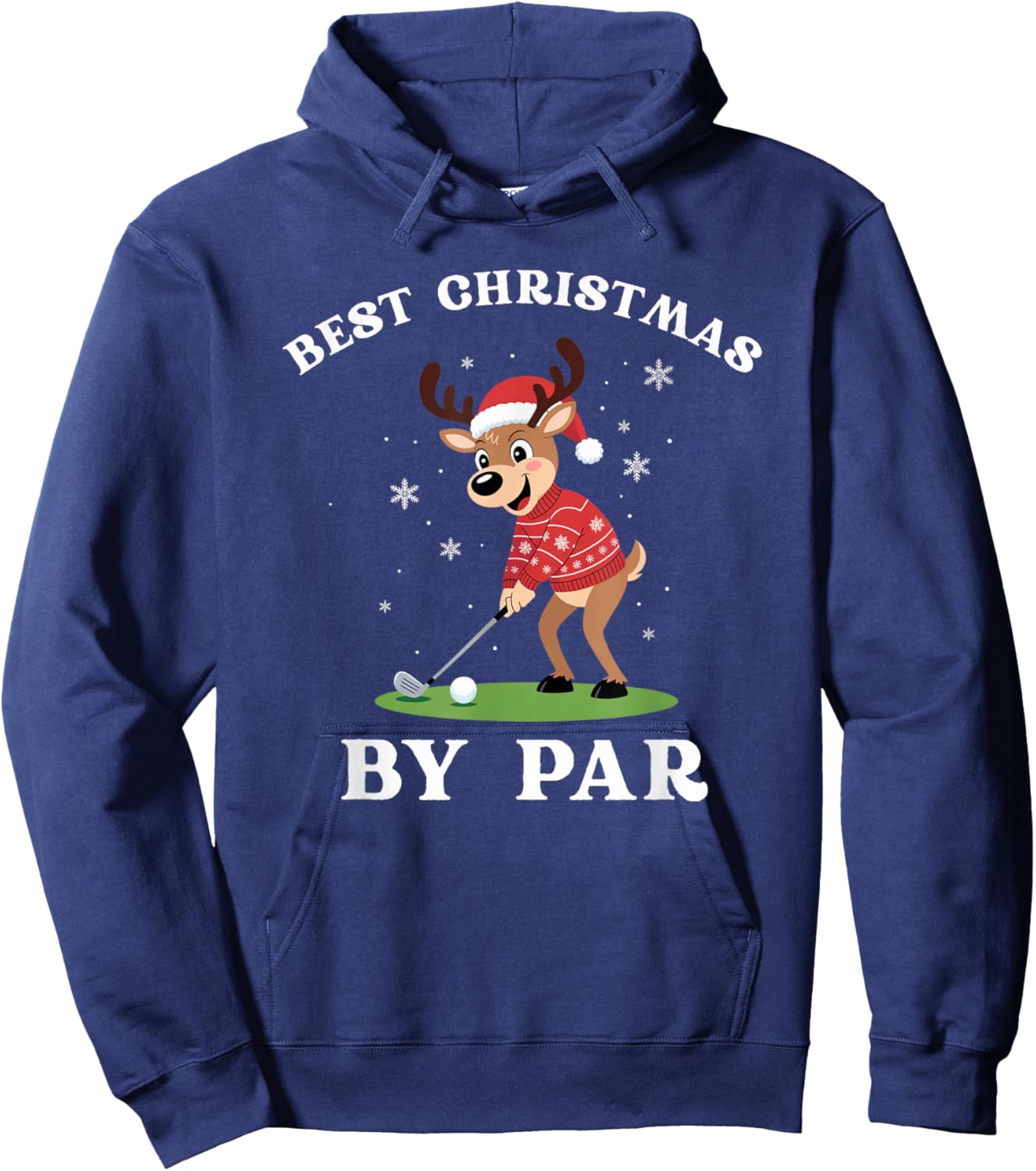 Best Christmas by Par Funny Reindeer Golfing Golfer Hoodie - Hoodie | Navy