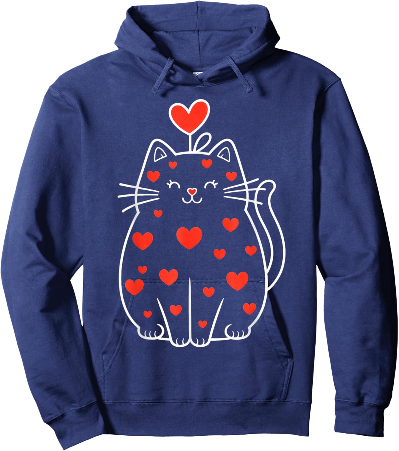 Heart Cat Valentine Hoodie - Hoodie | Navy