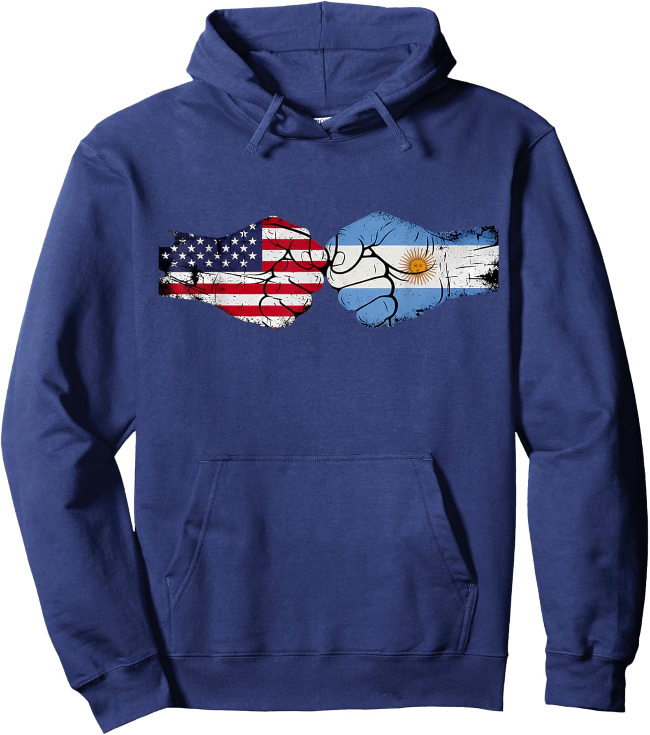 Argentina Handfist Half American Flag Half Argentinian Flag Hoodie - Hoodie | Navy