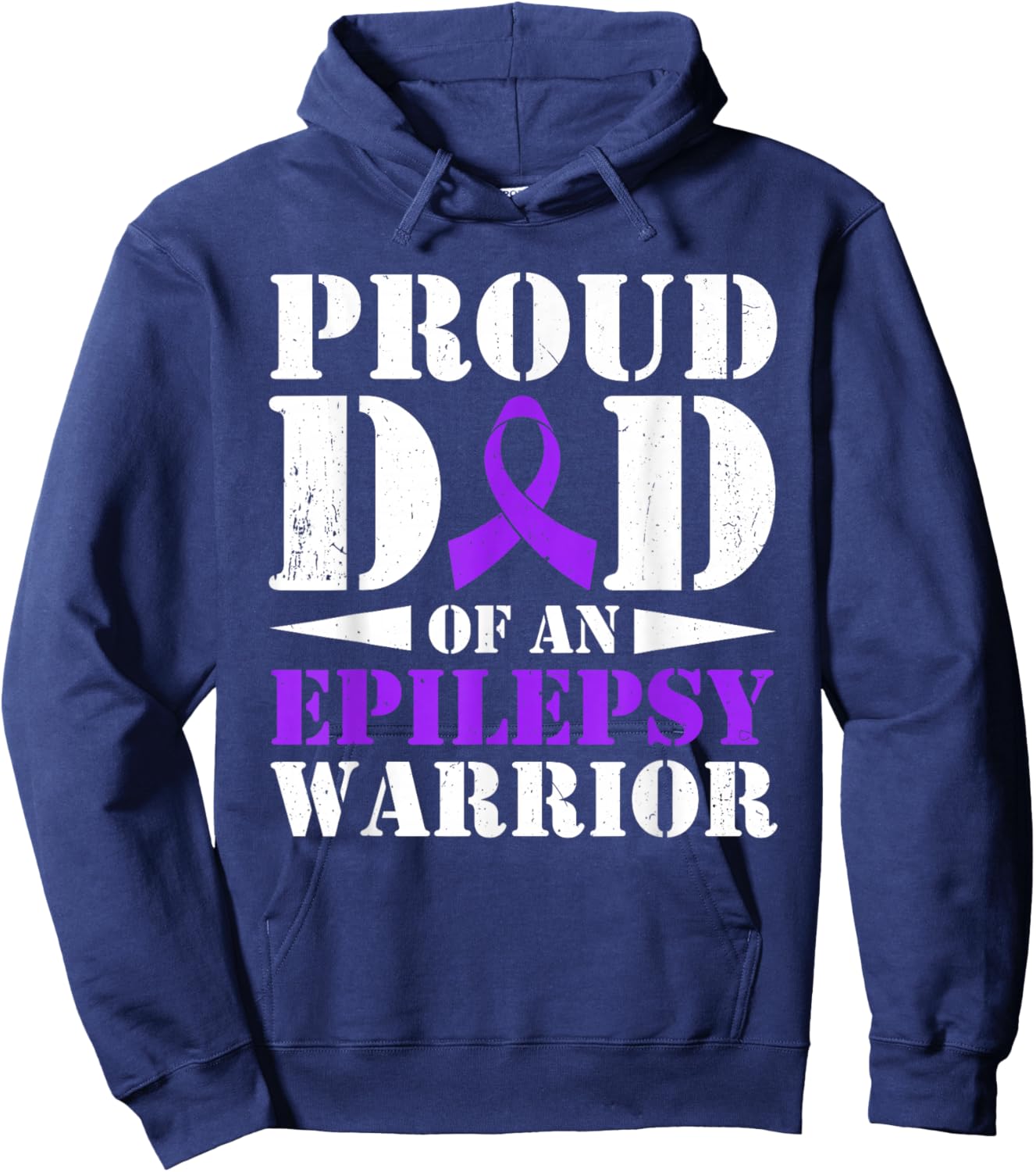Proud Dad of an Epilepsy Warrior Purple Ribbon Awareness Hoodie - Hoodie | Navy