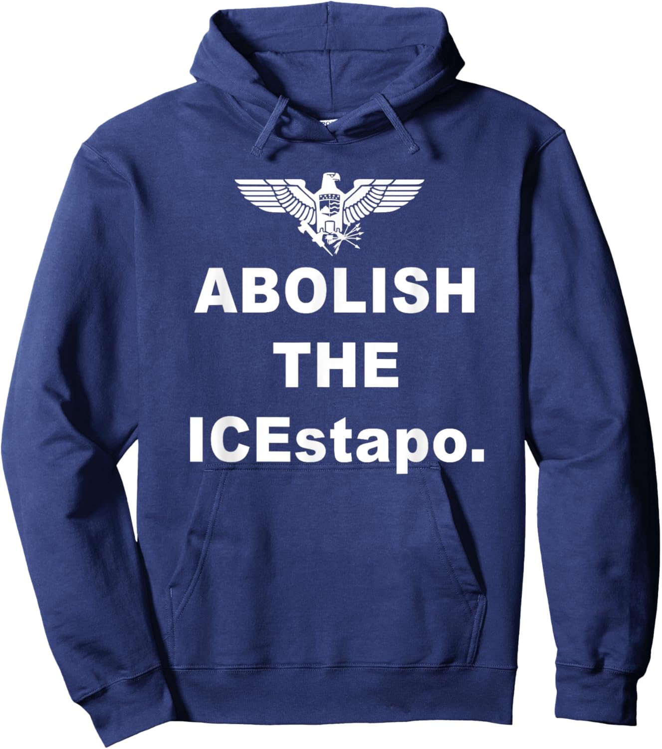 Abolish The ICEstapo America in Distress Eagle Parody Hoodie - Hoodie | Navy