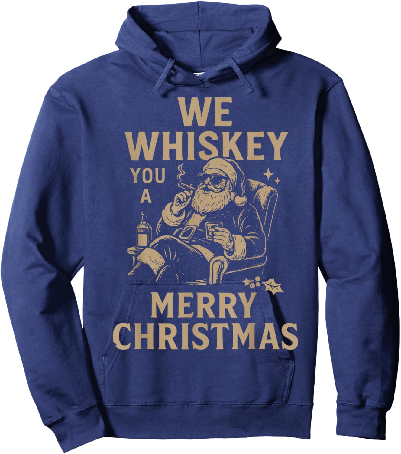 We Whiskey You A Merry Christmas Vintage Santa Christmas Hoodie - Hoodie | Navy