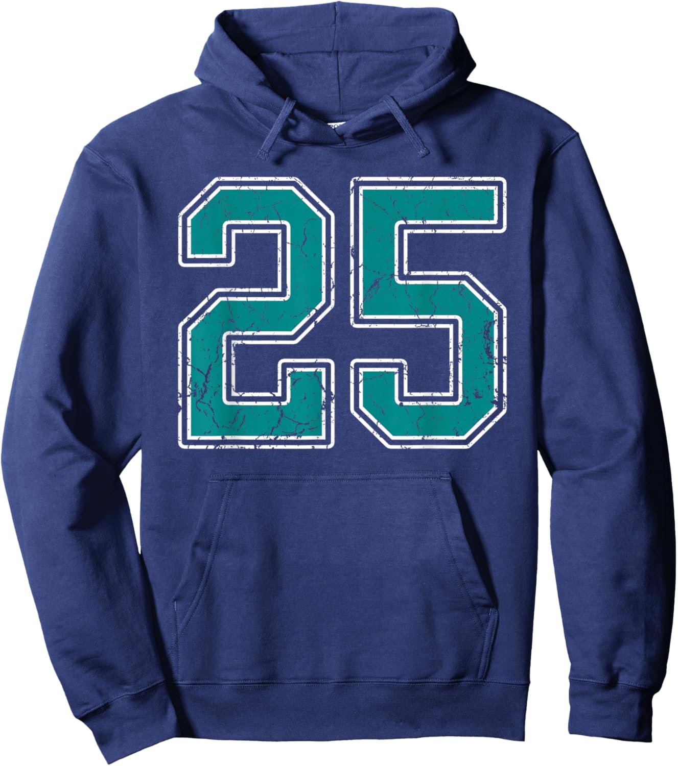 Teal and White Number 25 Jersey Player Uniform #25 Fan Hoodie - Hoodie | Navy