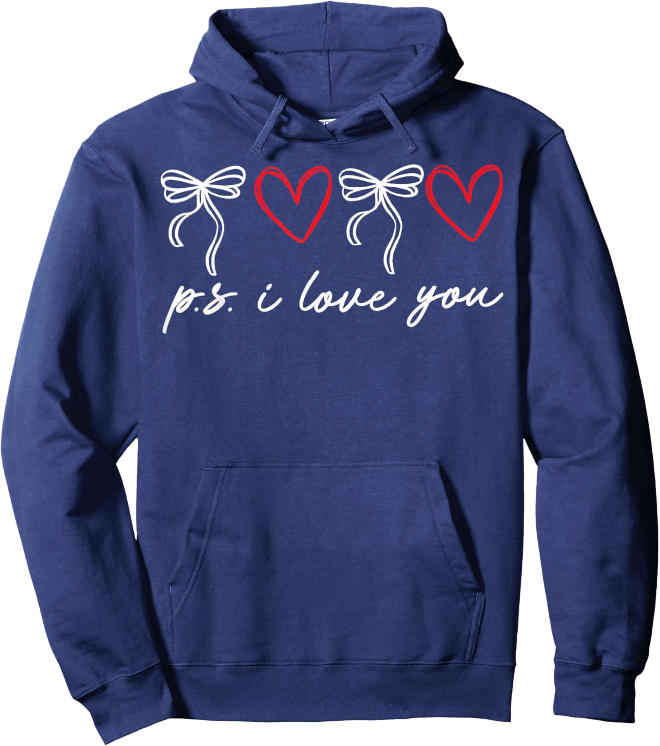 PS I Love You Day Valentine's Day Purple Heart Women Men Kid Hoodie - Hoodie | Navy