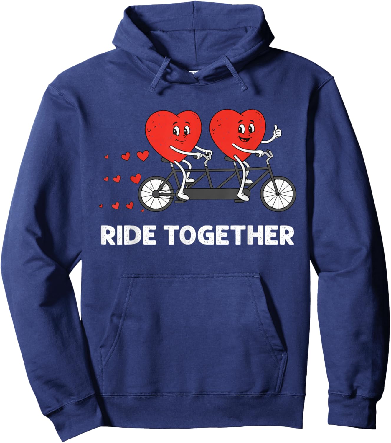 Valentines Day Ride Together Bicycle Cycling Couple Design Hoodie - Hoodie | Navy