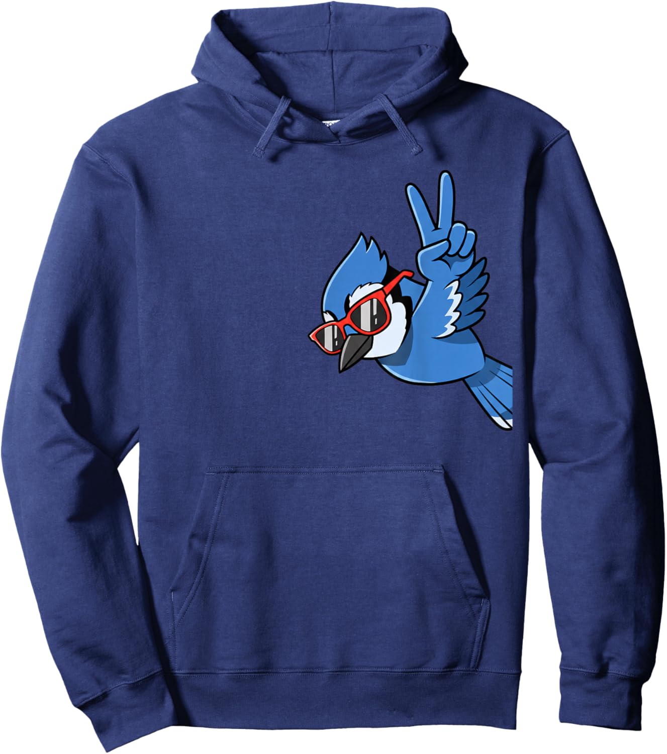 Bird, My Cool Blue Jay with Sunglasses & Peace Sign Hoodie - Hoodie | Navy