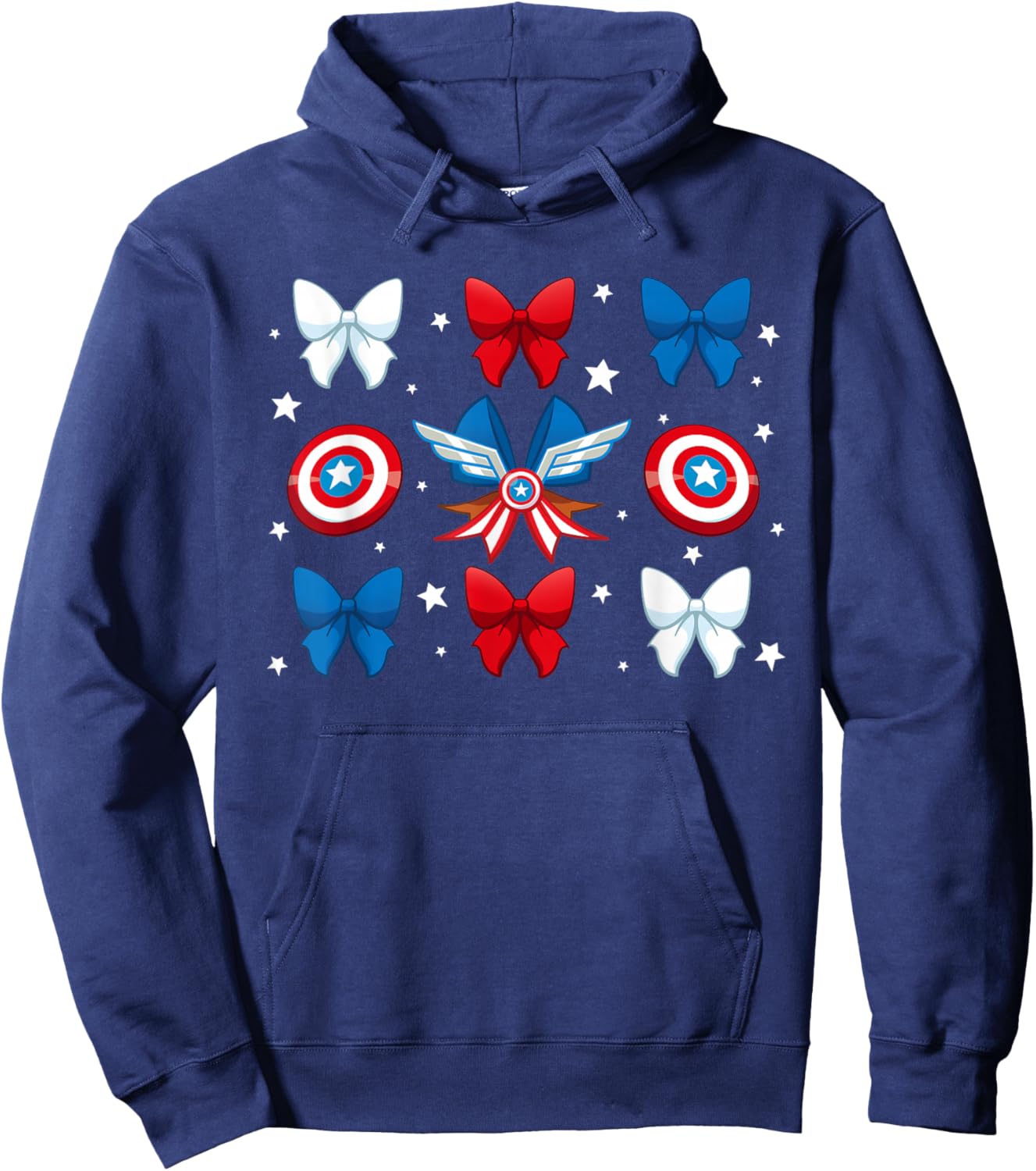 Marvel Super Heroes Captain America Coquette Bows Americana Hoodie - Hoodie | Navy