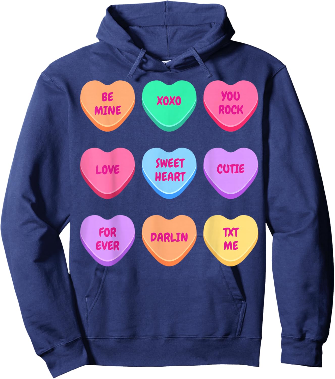 Valentines Day Hearts Candy Be Mine Valentine Women Men Kids Hoodie - Hoodie | Navy