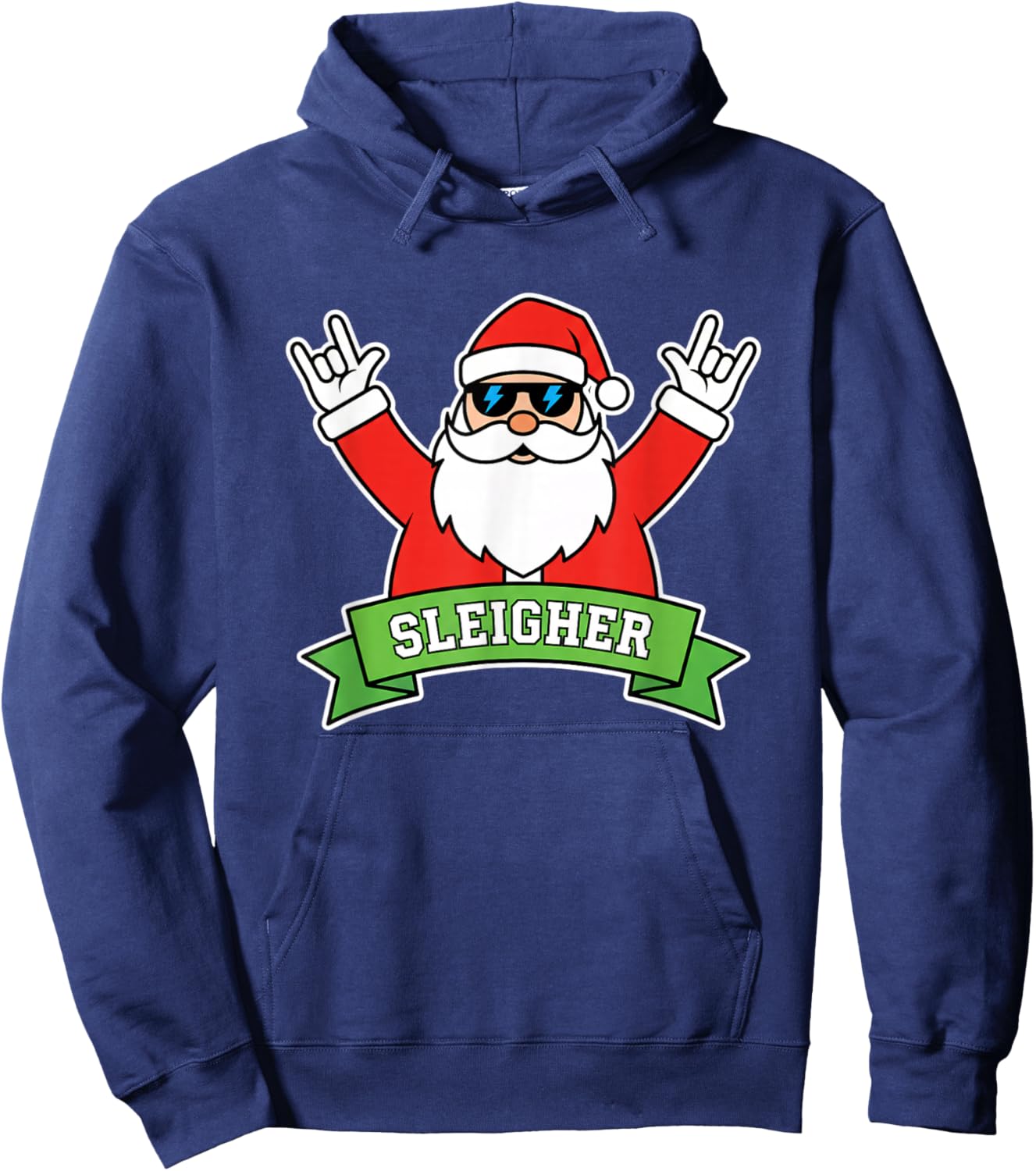 Christmas Sleigher Santa Rock Heavy Metal Sleigh All Day Hoodie - Hoodie | Navy