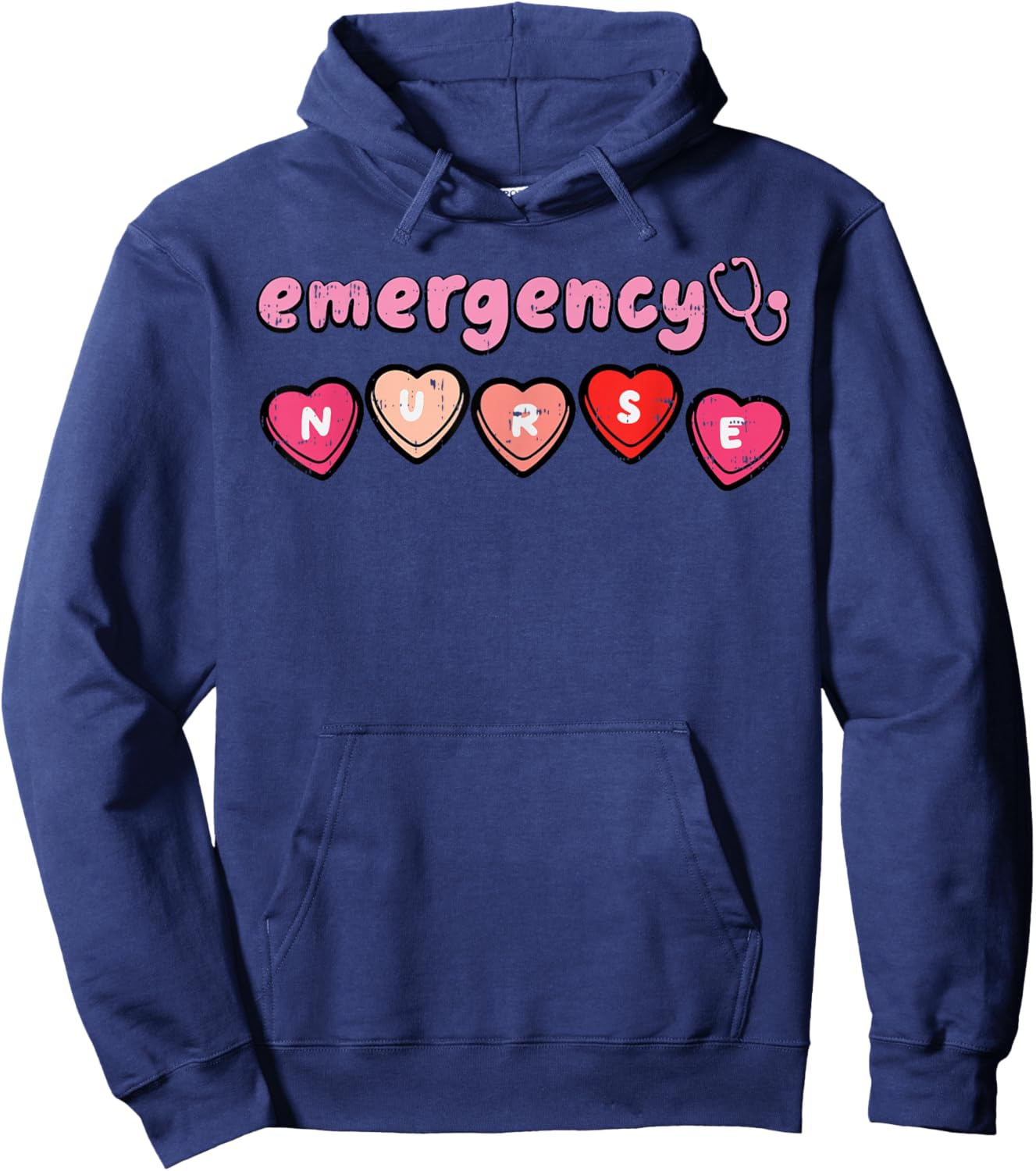 Valentines Day Emergency Nurse ED ER Scrub Top Women Men Hoodie - Hoodie | Navy