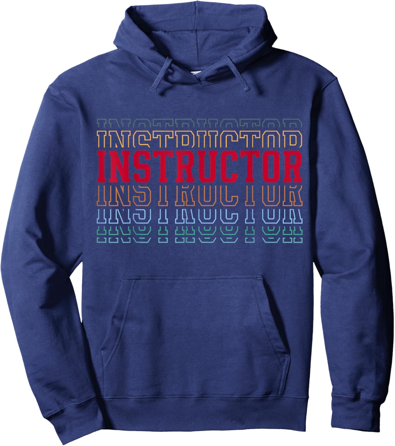 Instructor Funny Retro Layered Text Trainer Men Women Hoodie - Hoodie | Navy