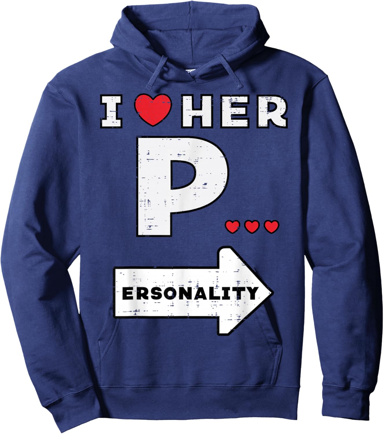 Valentines Day I Love Her Personality Matching Couple Men Hoodie - Hoodie | Navy